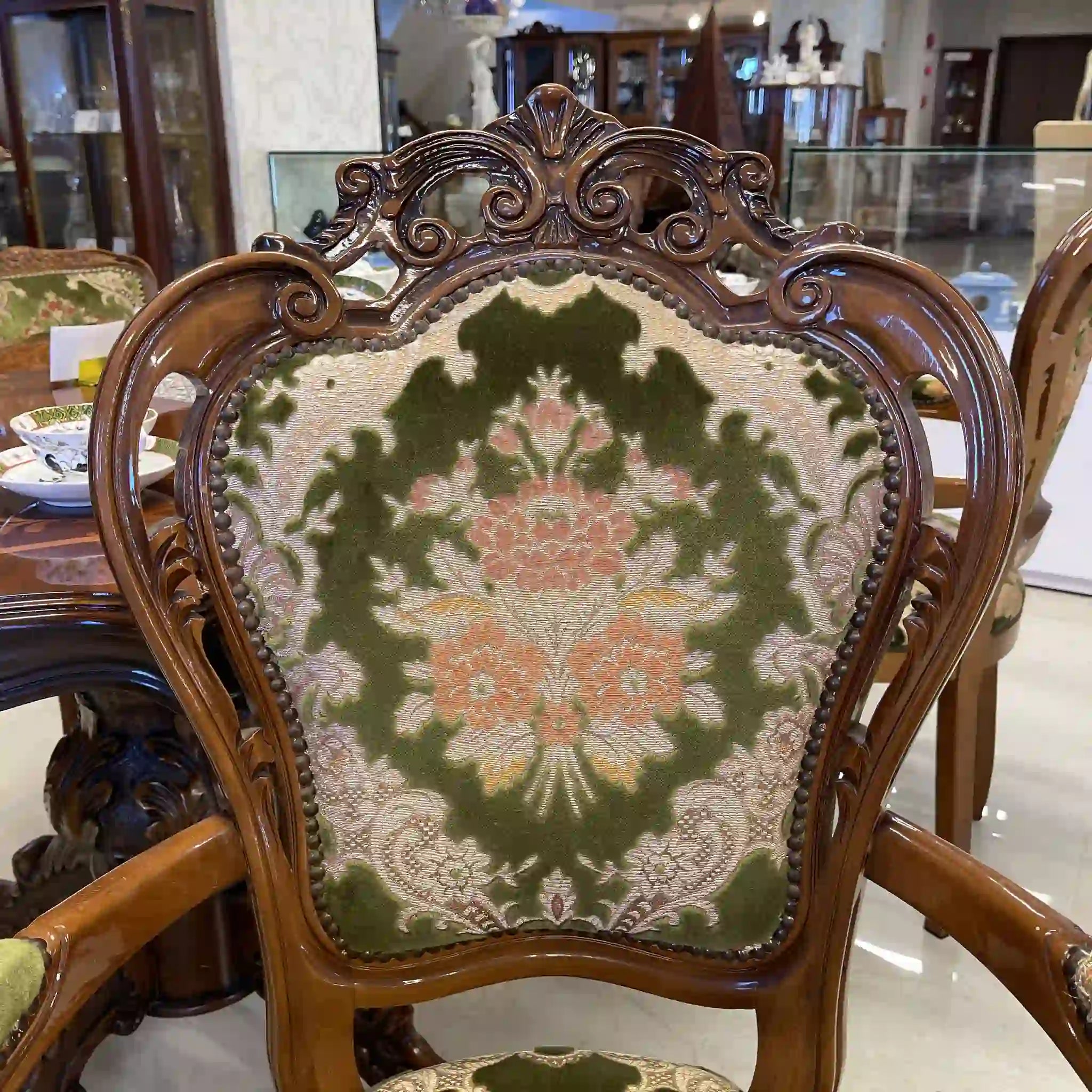 【リユース】 アンティーク調アームチェア / イタリア / 金華山織り