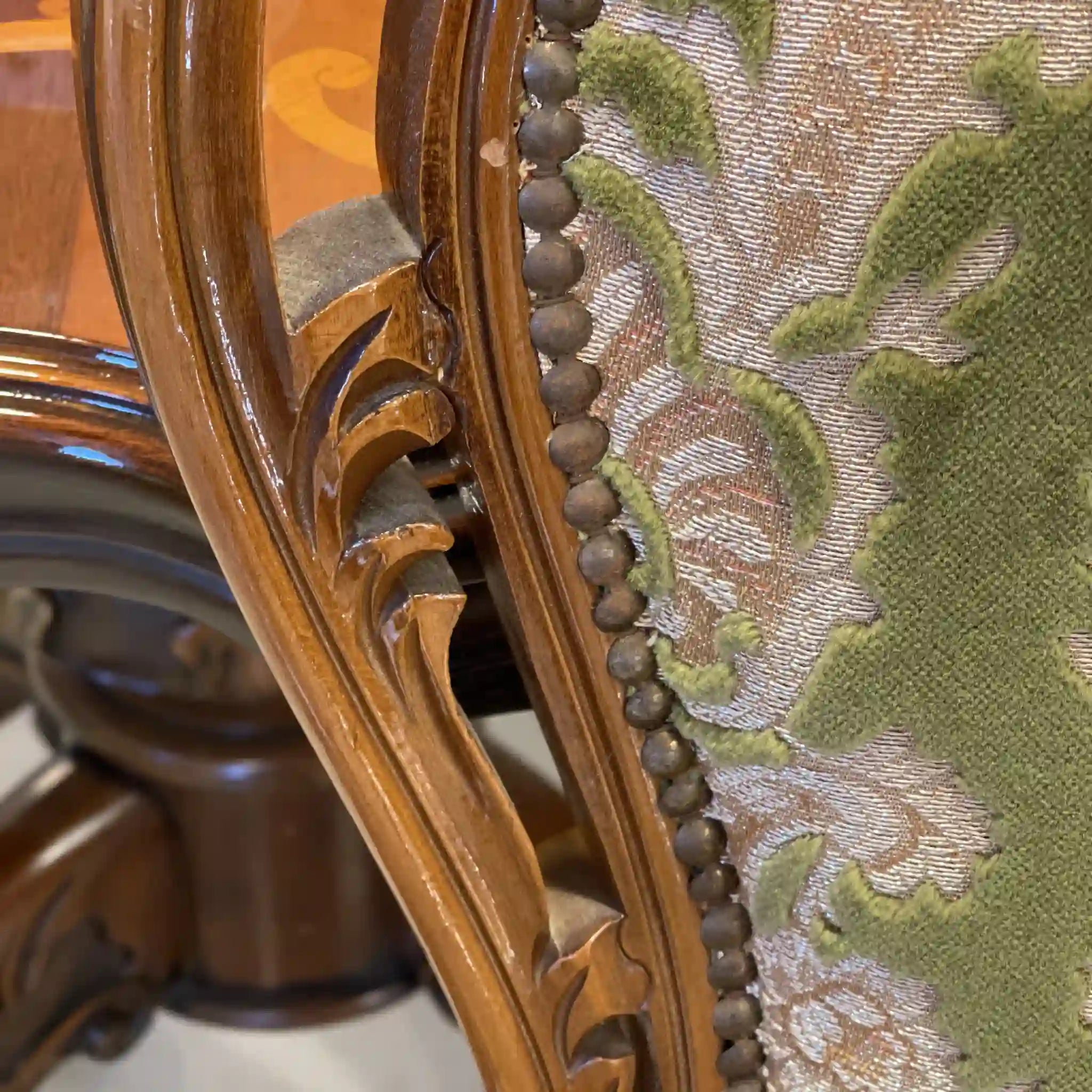 【リユース】 アンティーク調アームチェア / イタリア / 金華山織り