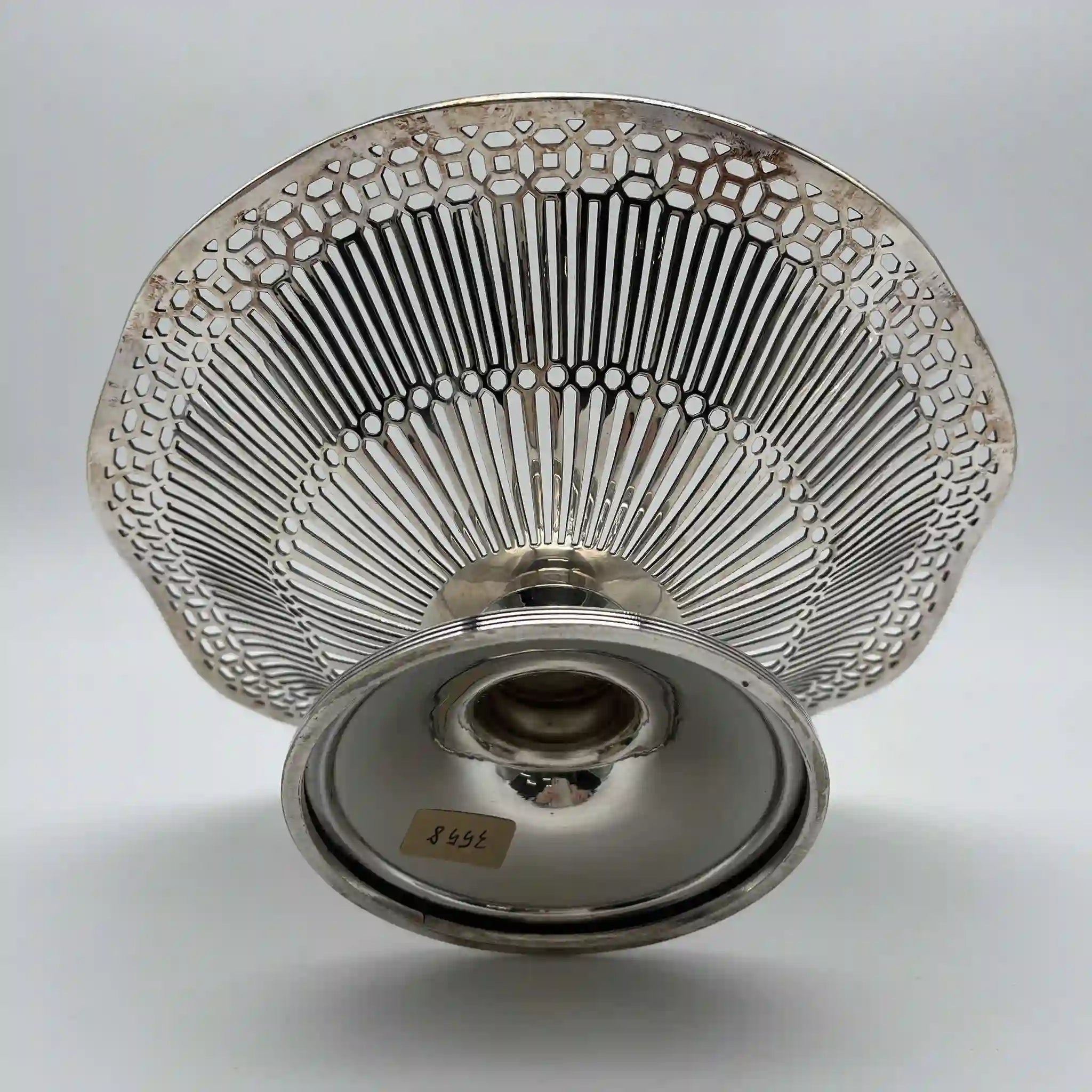 Vintage Compote / Roberts & Belk / Early 1900s / Silver-plated / England / Openwork (pierced) and scalloped edges