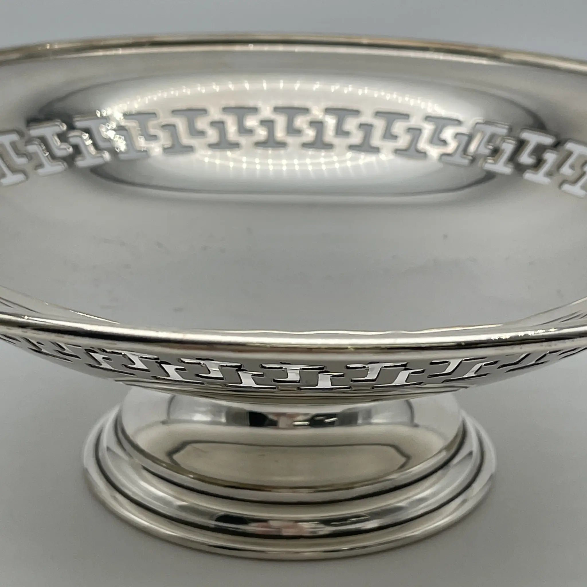 Vintage Compote / Estimated 1920s-1950s / Silver-plated / England / Openwork, Swing Handle, with Legs