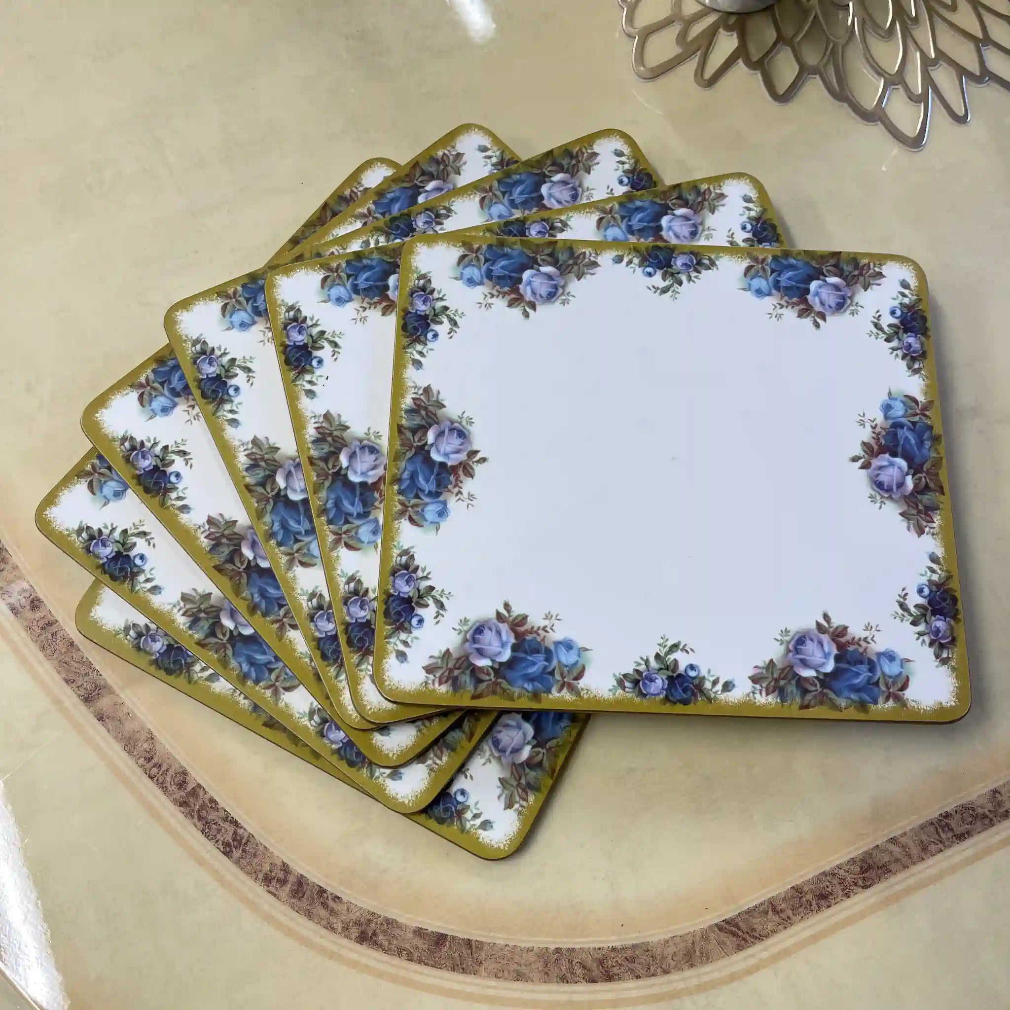 【リユース】 スクエアプレート 6P / ROYAL ALBERT (ロイヤルアルバート) / ムーンライトローズ / 箱あり 未使用