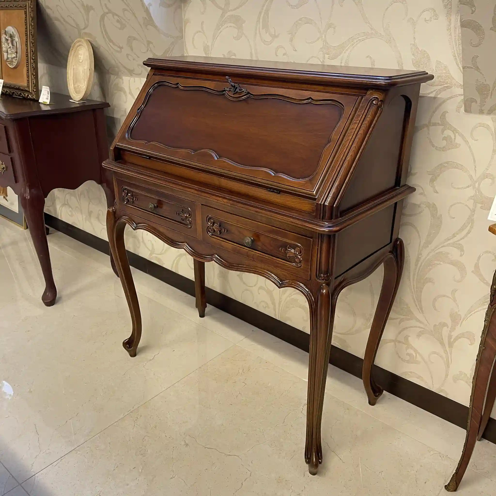 【アンティーク】 ライティングビューロー(セット) / 猫脚 天板・内部リペア済