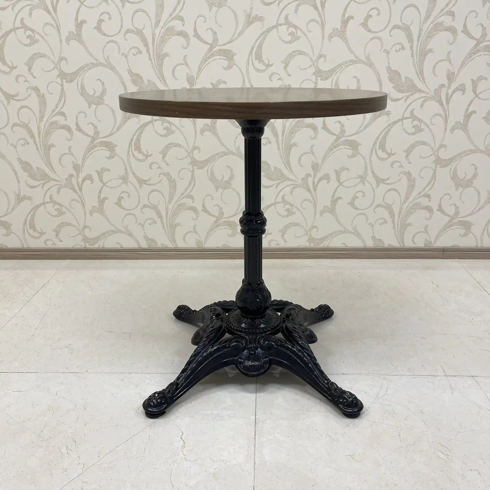 Vintage Side Table / Cast Iron, Single Leg