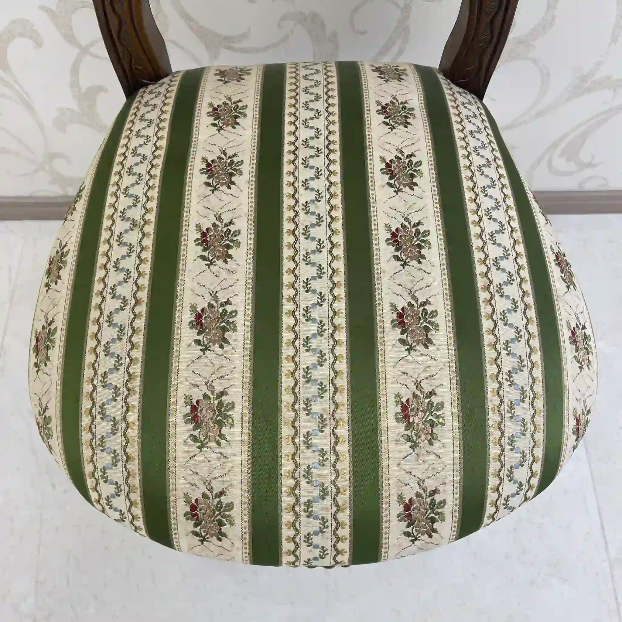 【アンティーク】 ダイニングチェア / ロココ様式(ルイ15世様式) / カブリオールレッグ,ロカイユレリーフ,ジャガード織座面