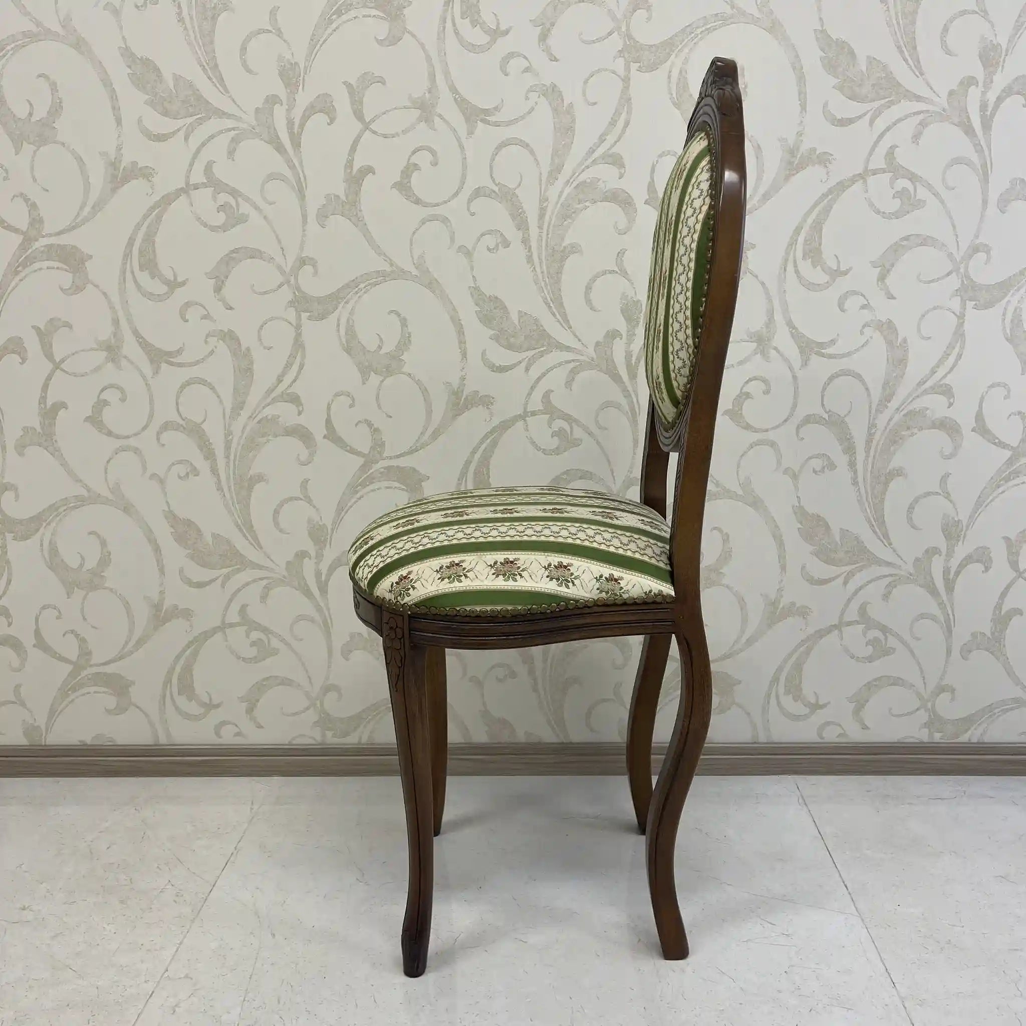 【アンティーク】 ダイニングチェア / ロココ様式(ルイ15世様式) / カブリオールレッグ,ロカイユレリーフ,ジャガード織座面