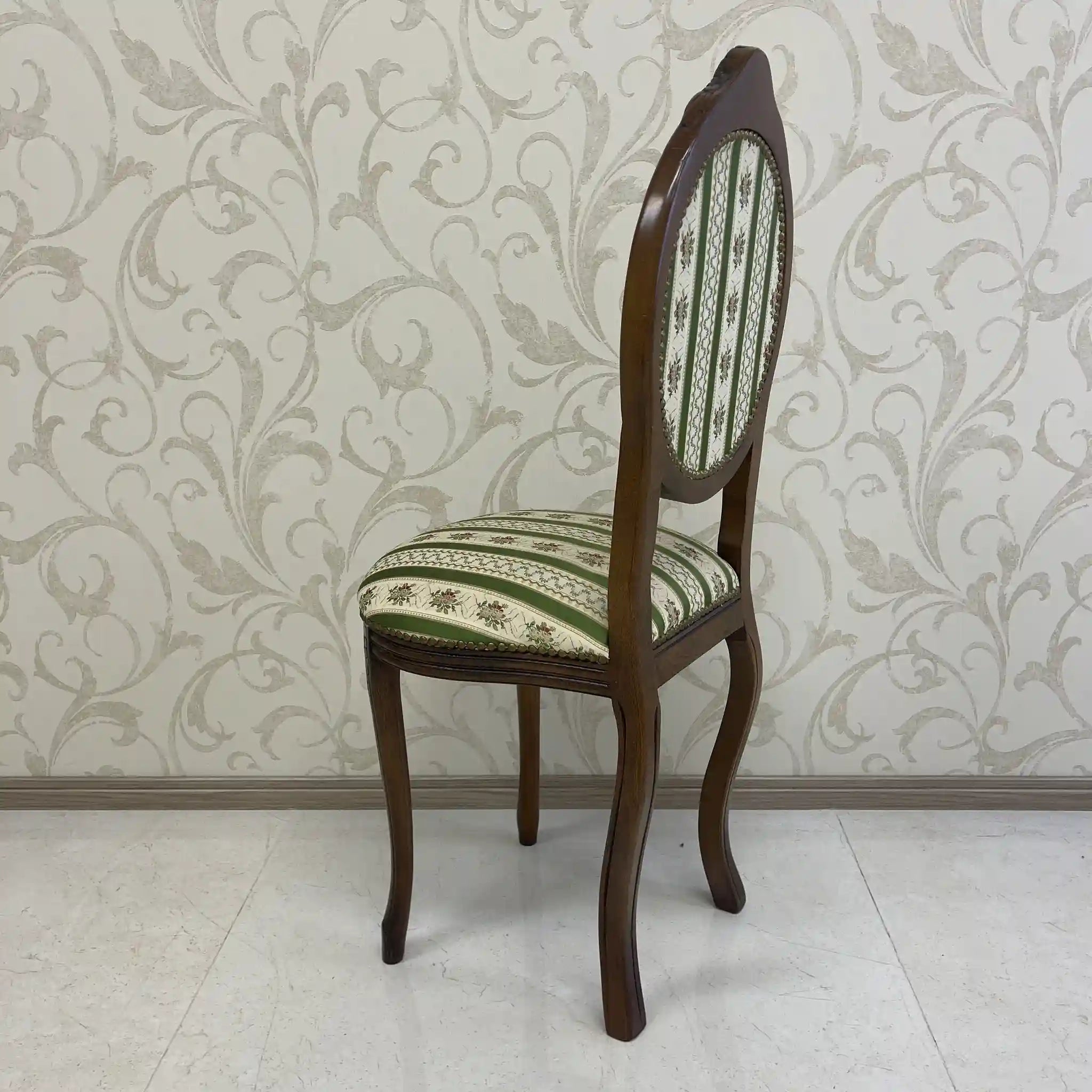 【アンティーク】 ダイニングチェア / ロココ様式(ルイ15世様式) / カブリオールレッグ,ロカイユレリーフ,ジャガード織座面