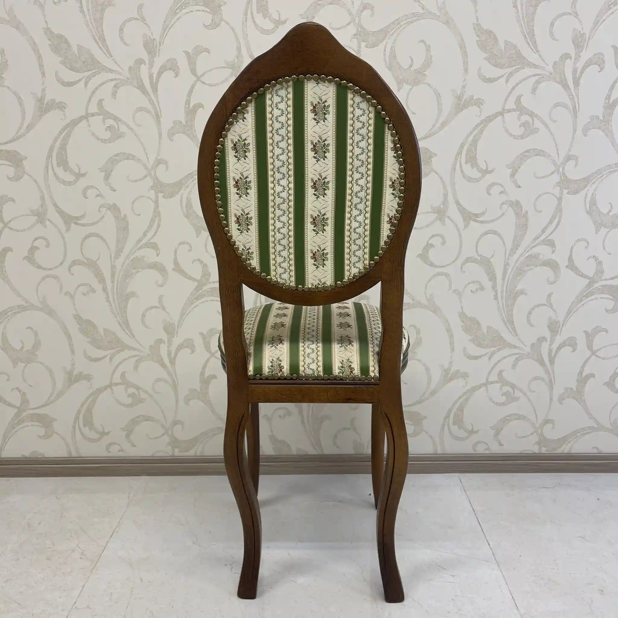 【アンティーク】 ダイニングチェア / ロココ様式(ルイ15世様式) / カブリオールレッグ,ロカイユレリーフ,ジャガード織座面