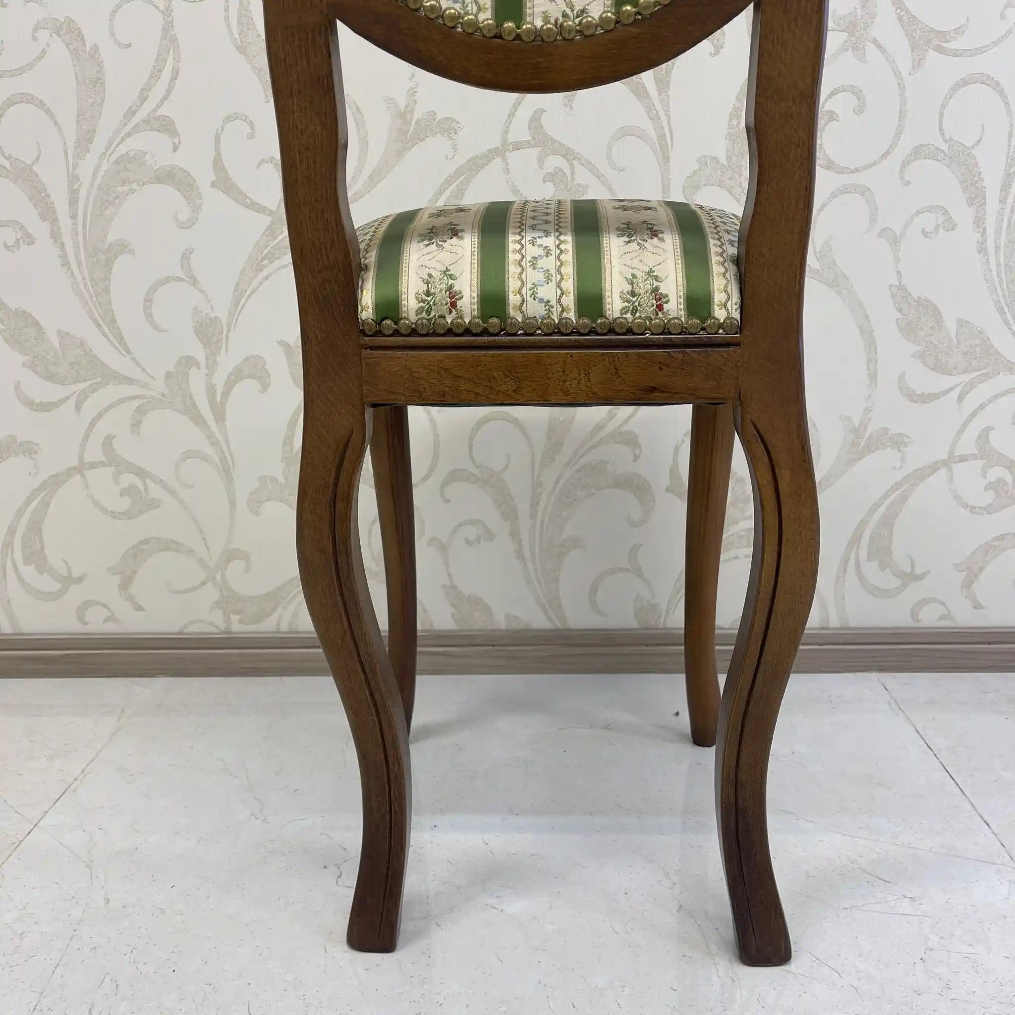 【アンティーク】 ダイニングチェア / ロココ様式(ルイ15世様式) / カブリオールレッグ,ロカイユレリーフ,ジャガード織座面