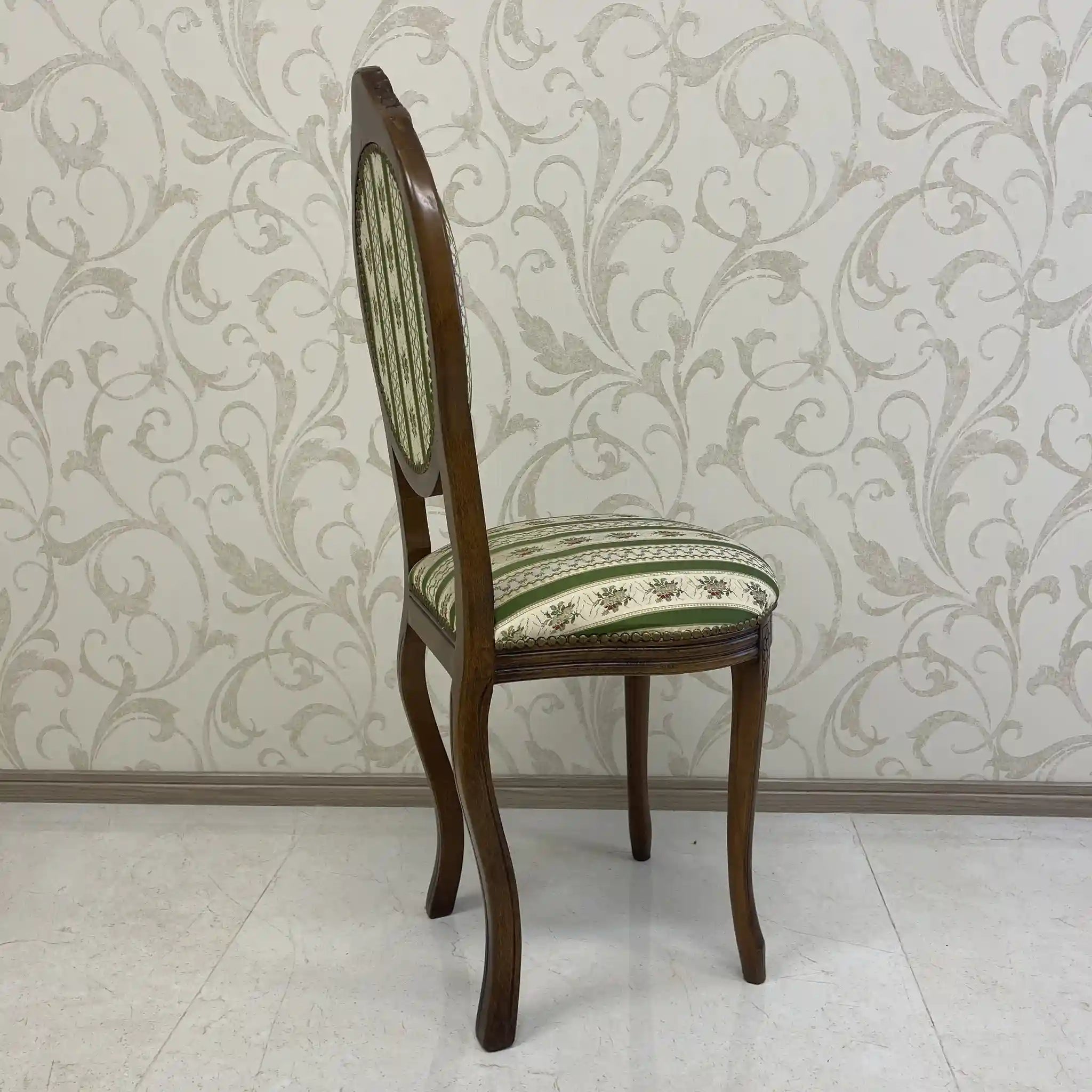 【アンティーク】 ダイニングチェア / ロココ様式(ルイ15世様式) / カブリオールレッグ,ロカイユレリーフ,ジャガード織座面
