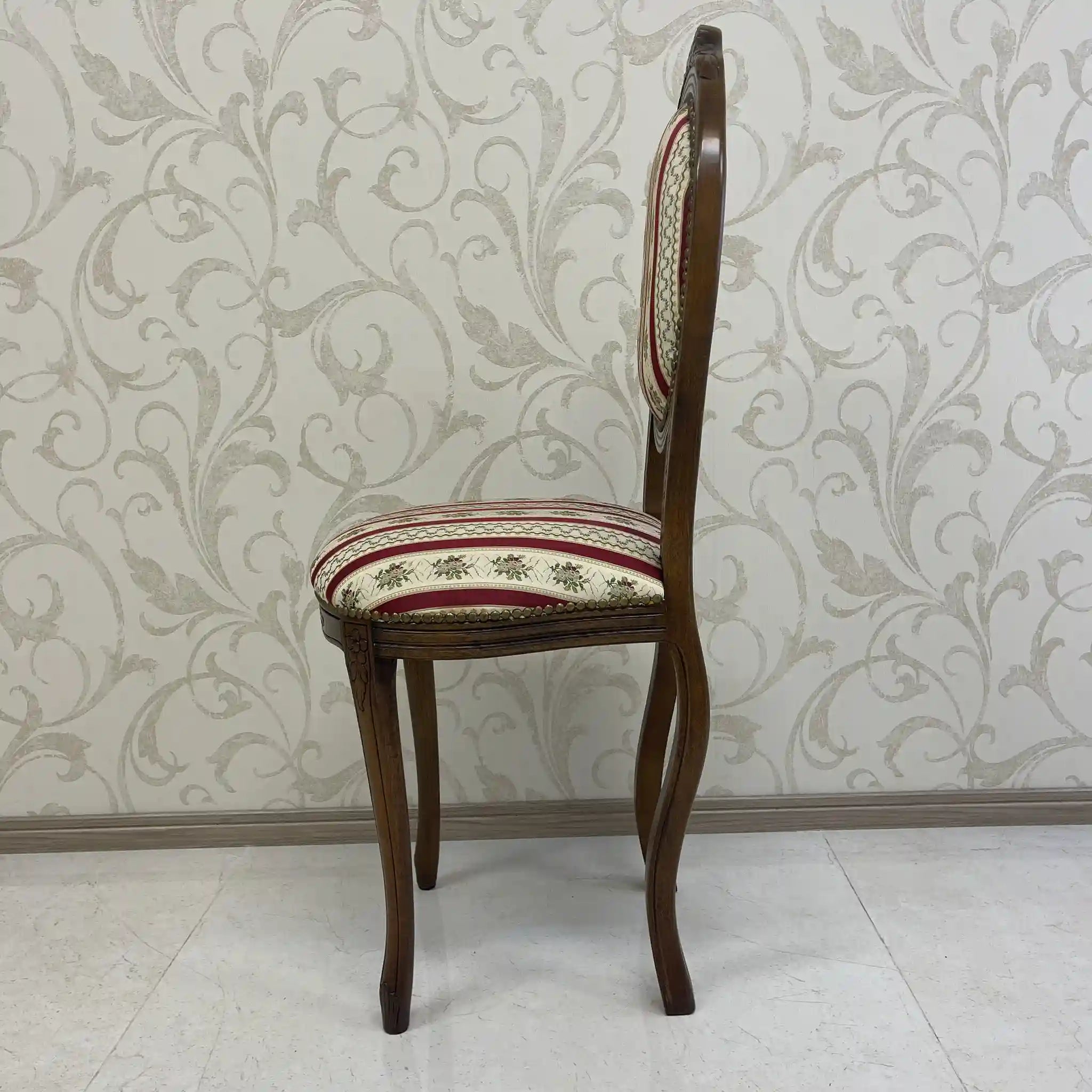 【アンティーク】 ダイニングチェア / ロココ様式(ルイ15世様式) / カブリオールレッグ,ロカイユレリーフ,ジャガード織座面