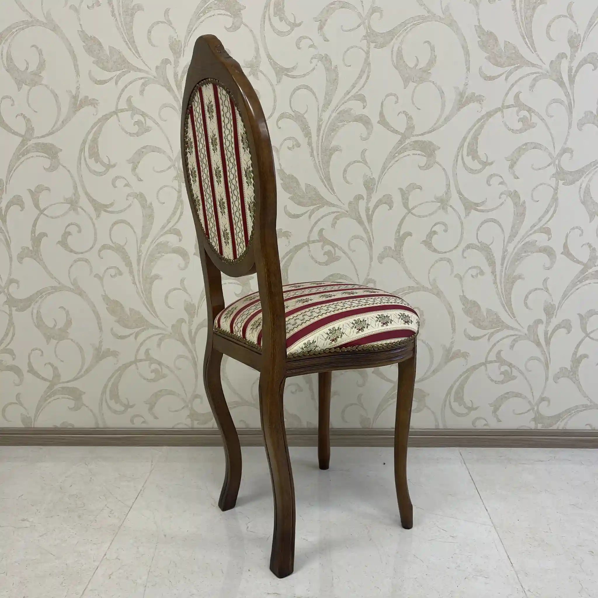 【アンティーク】 ダイニングチェア / ロココ様式(ルイ15世様式) / カブリオールレッグ,ロカイユレリーフ,ジャガード織座面