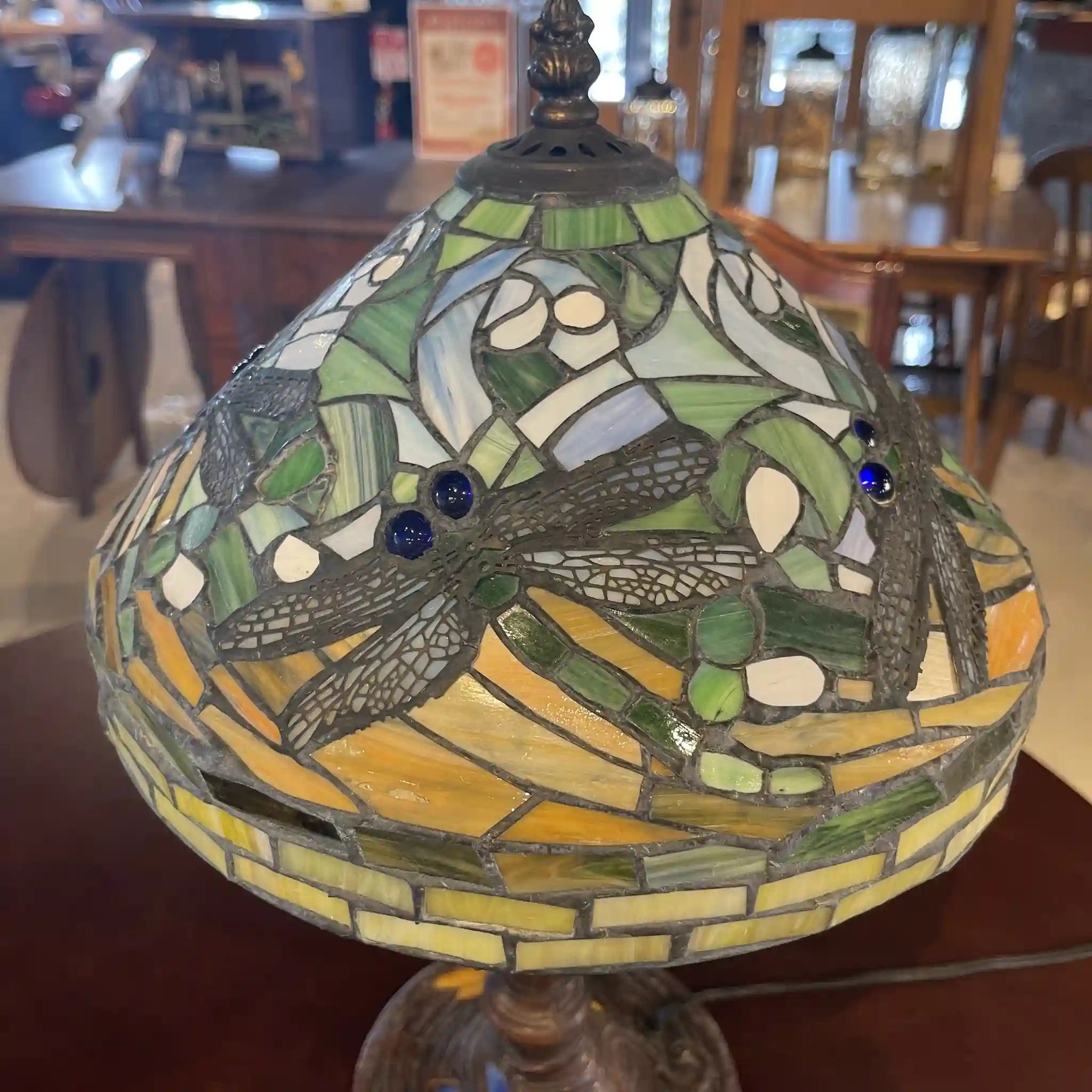 Vintage Table Lamp / 1990s (Estimated) / Glass / Japan / Dragonfly Motif