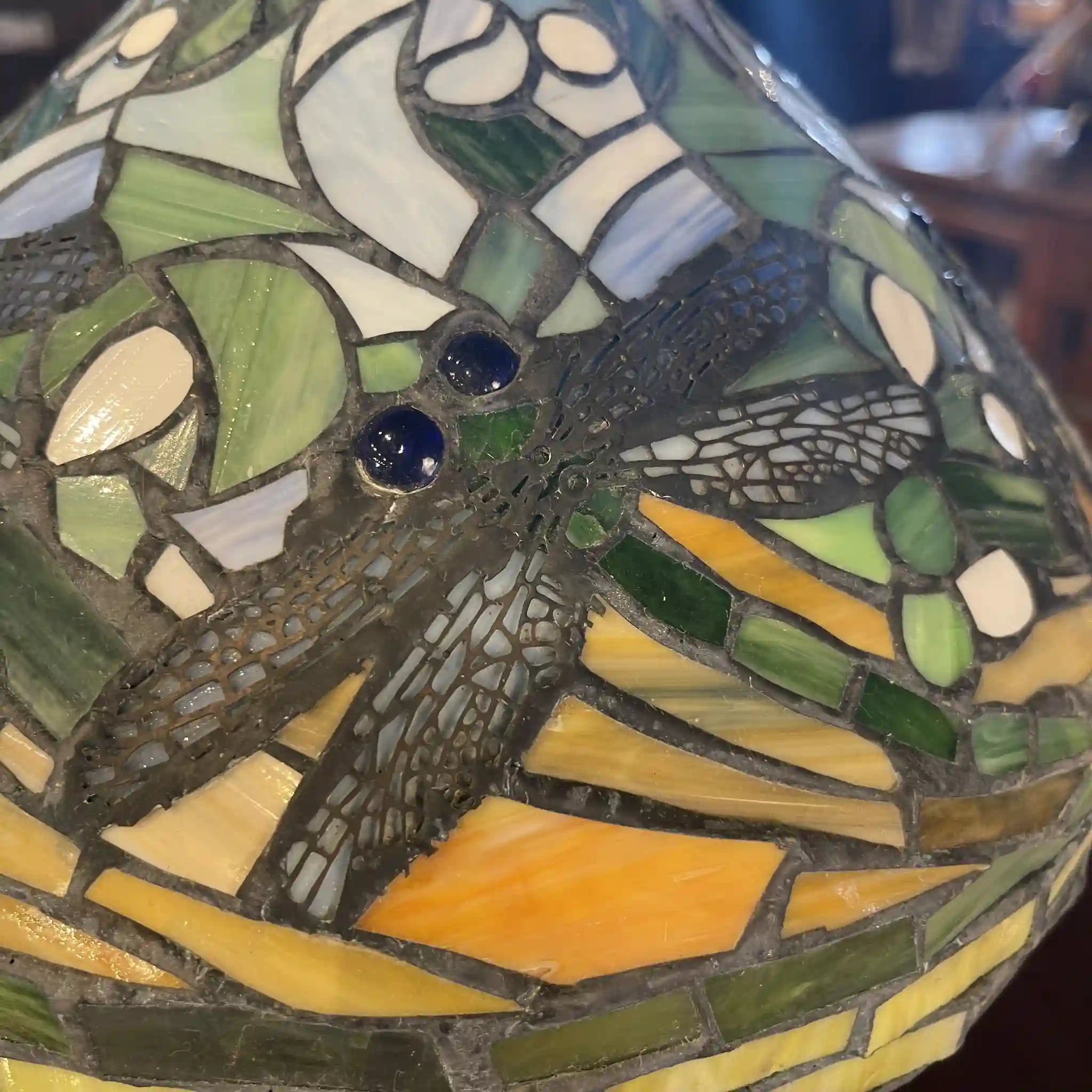 Vintage Table Lamp / 1990s (Estimated) / Glass / Japan / Dragonfly Motif