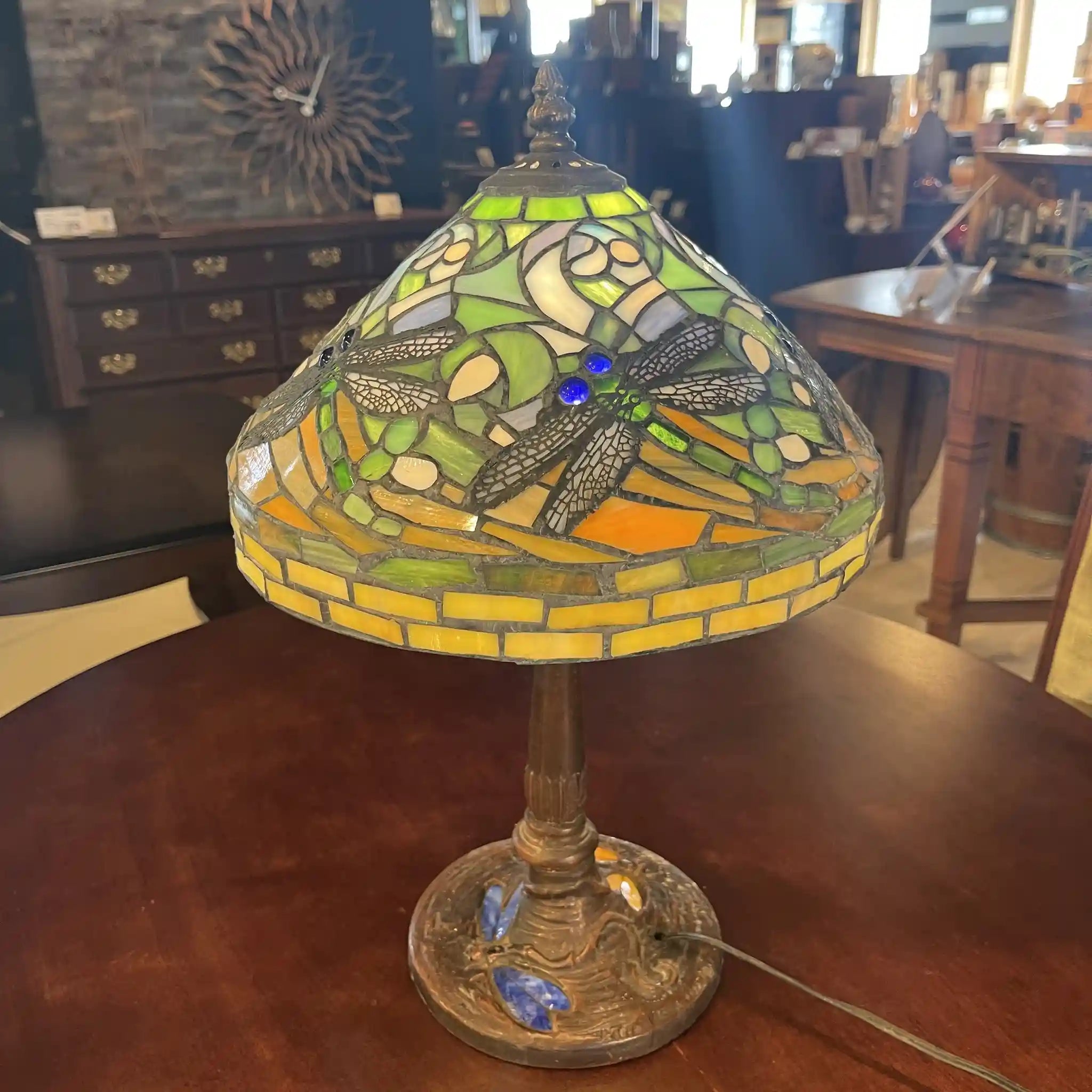 Vintage Table Lamp / 1990s (Estimated) / Glass / Japan / Dragonfly Motif