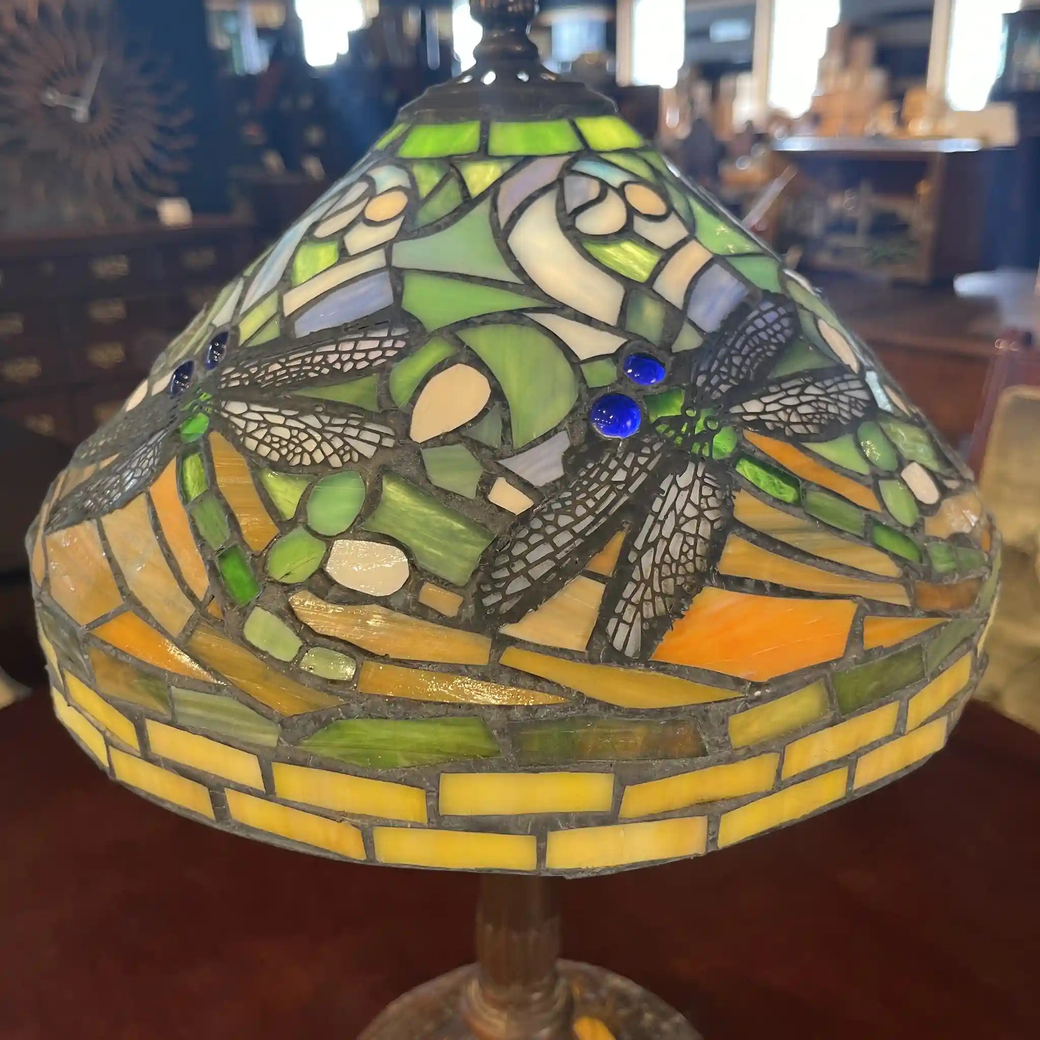 Vintage Table Lamp / 1990s (Estimated) / Glass / Japan / Dragonfly Motif