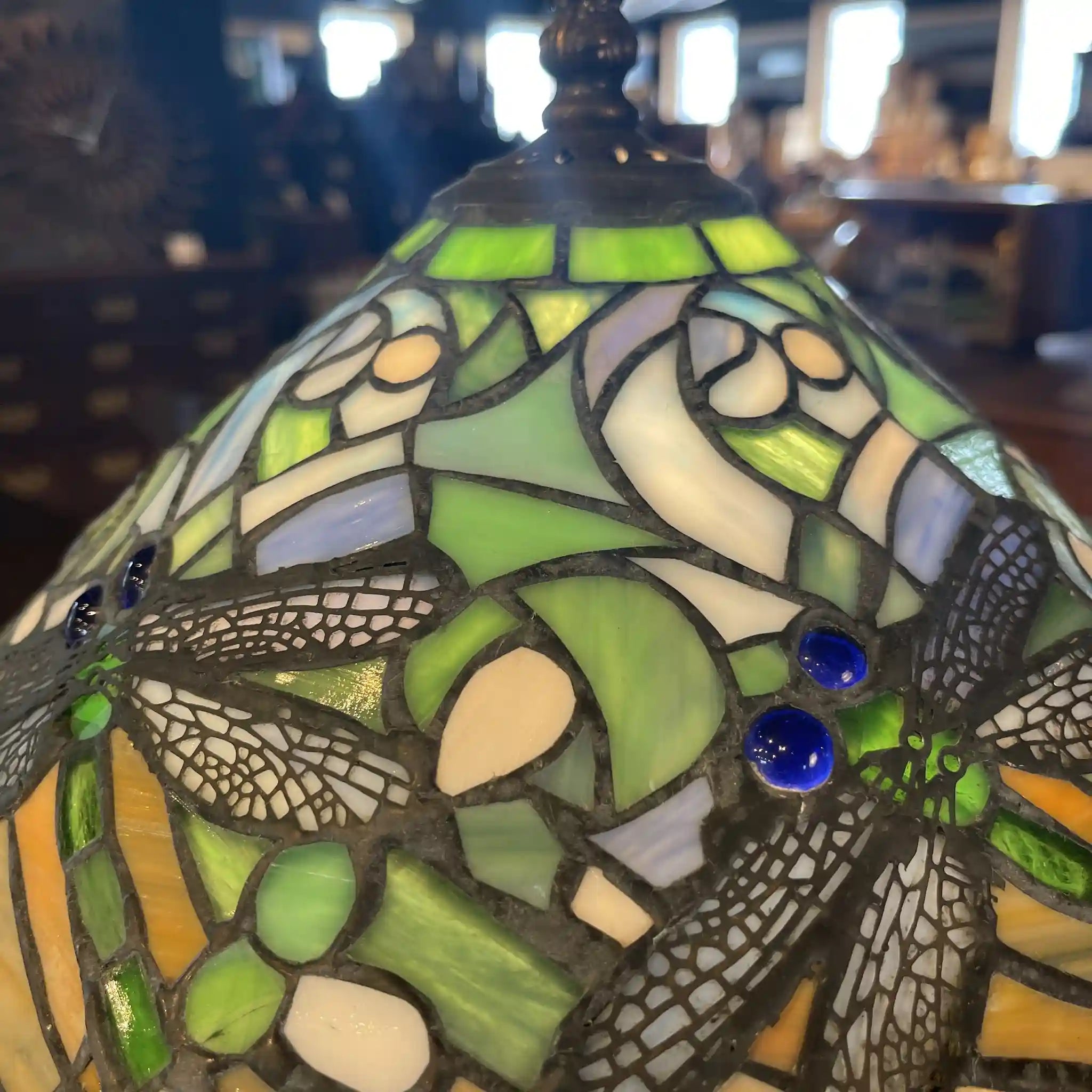Vintage Table Lamp / 1990s (Estimated) / Glass / Japan / Dragonfly Motif