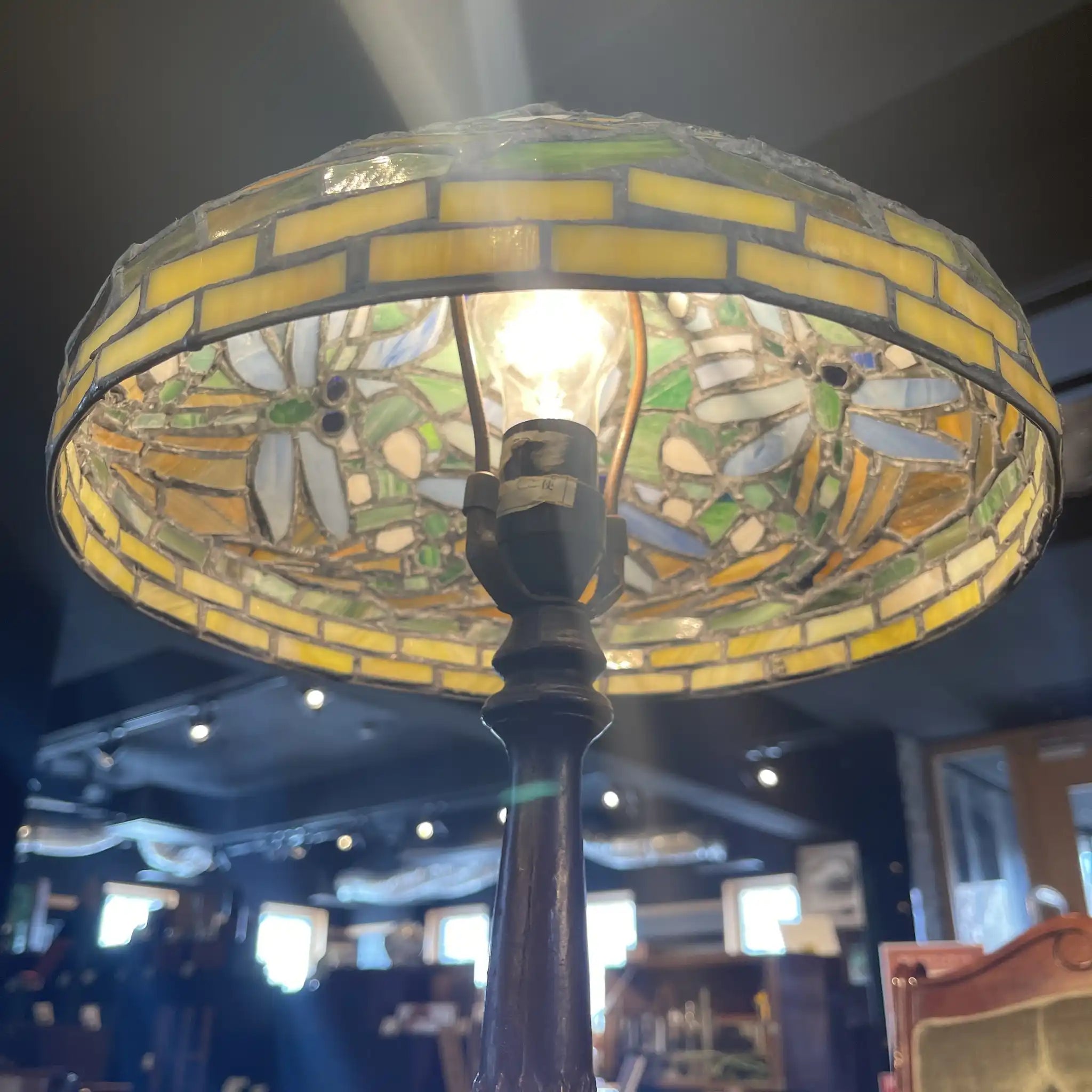 Vintage Table Lamp / 1990s (Estimated) / Glass / Japan / Dragonfly Motif