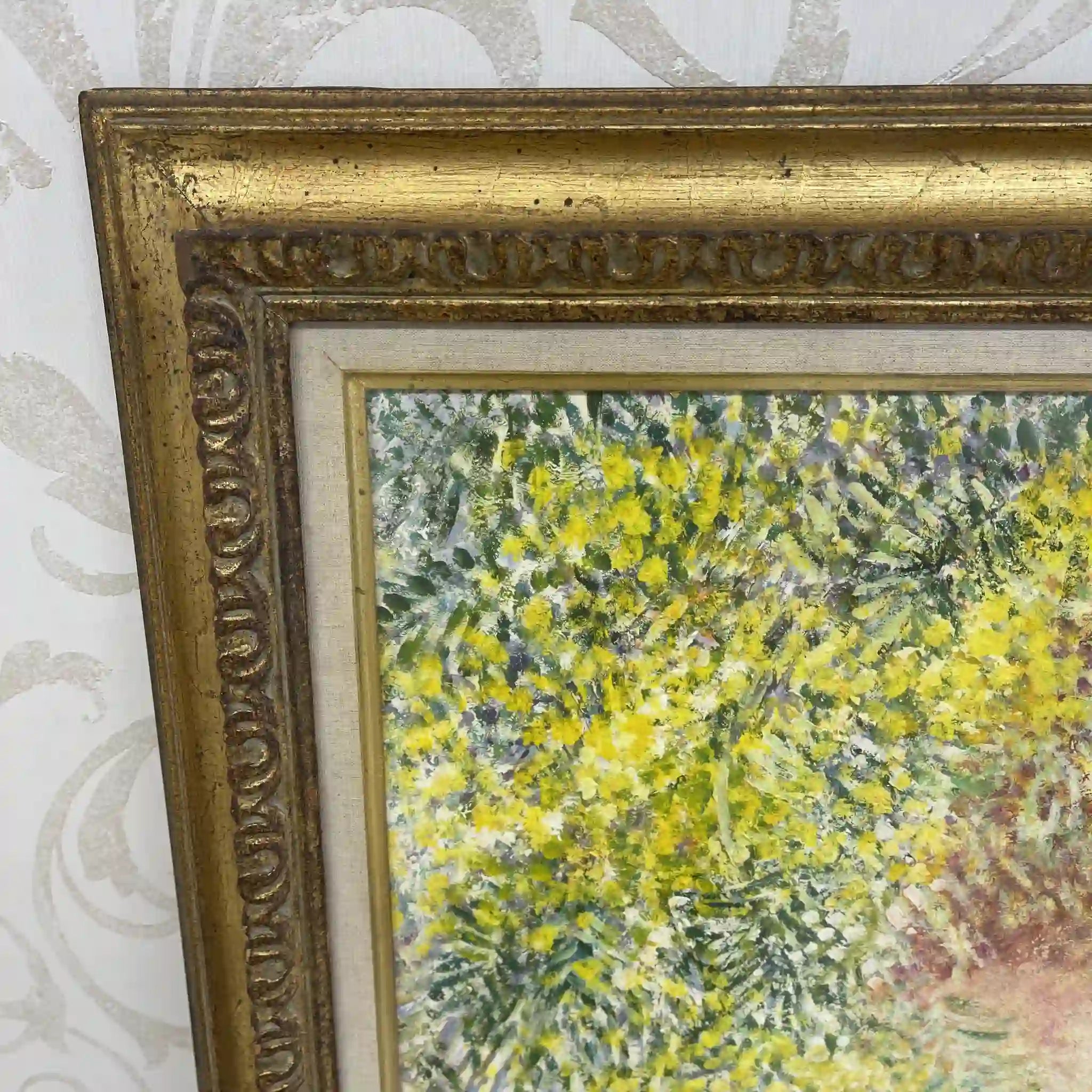 【复古】油画/ Louis Fabien / A l'ombre des mimosas / 20世纪/画布/法国/印象派,米莫莎