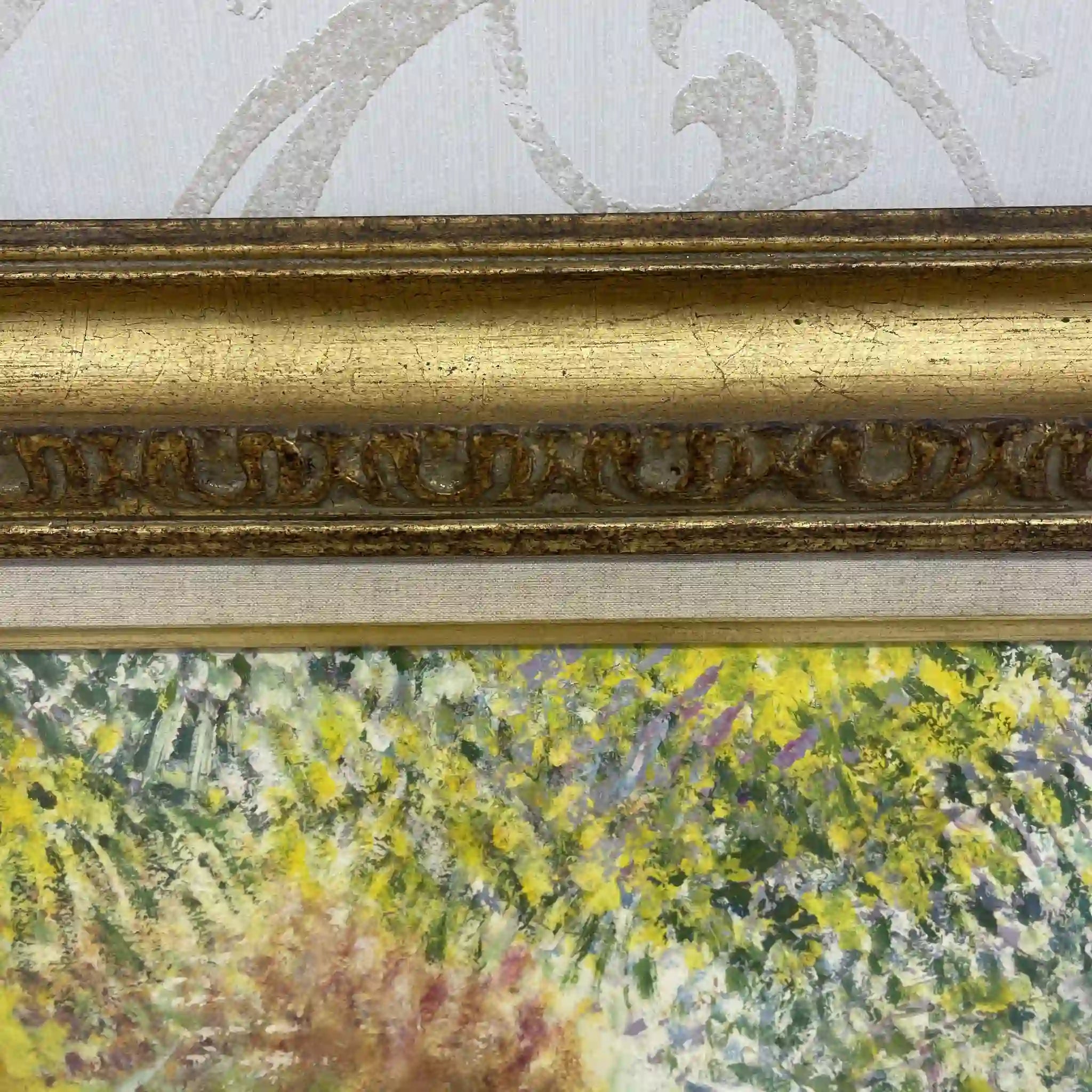 【复古】油画/ Louis Fabien / A l'ombre des mimosas / 20世纪/画布/法国/印象派,米莫莎