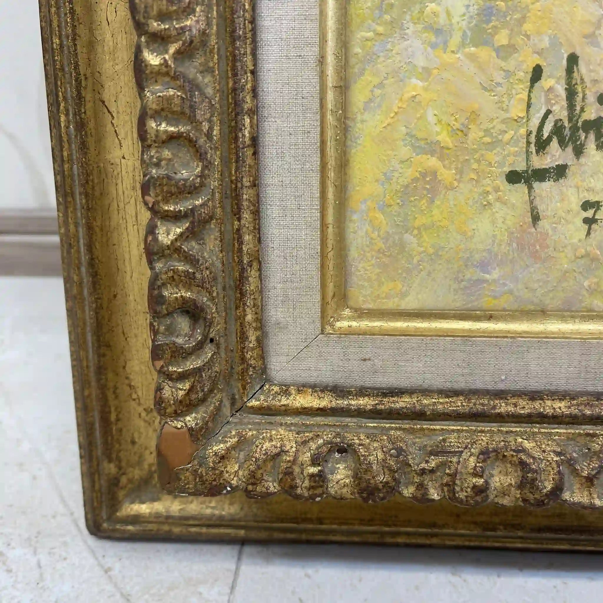【复古】油画/ Louis Fabien / A l'ombre des mimosas / 20世纪/画布/法国/印象派,米莫莎