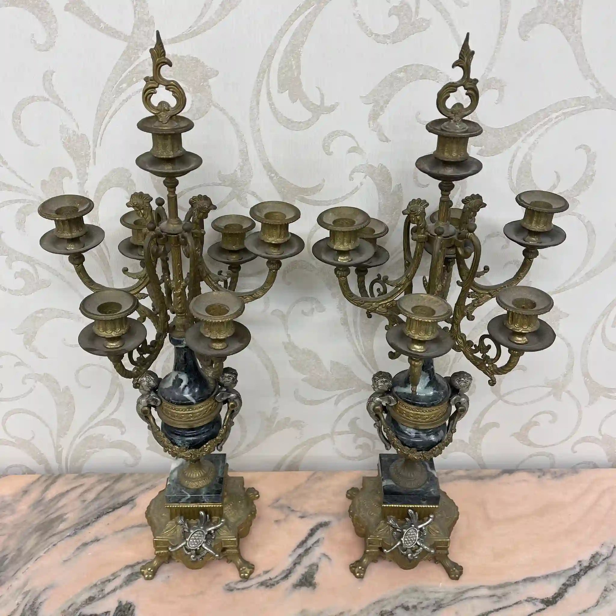 【リユース】 燭台 / Imperial / BREAVENTO,M7087-B77 / 真鍮 / バロック様式,ライオンフィート,バイカラーフィニッシュ