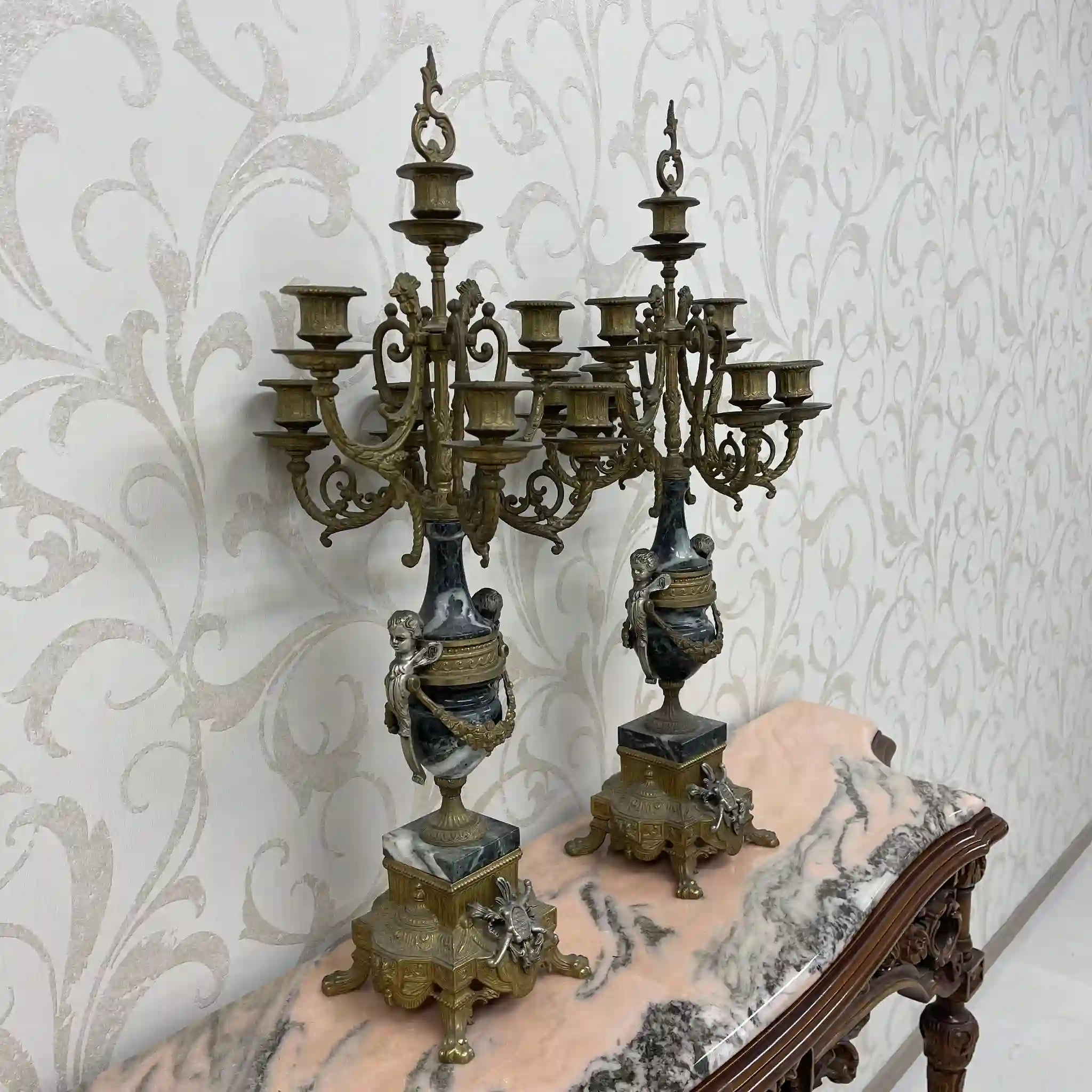 【リユース】 燭台 / Imperial / BREAVENTO,M7087-B77 / 真鍮 / バロック様式,ライオンフィート,バイカラーフィニッシュ