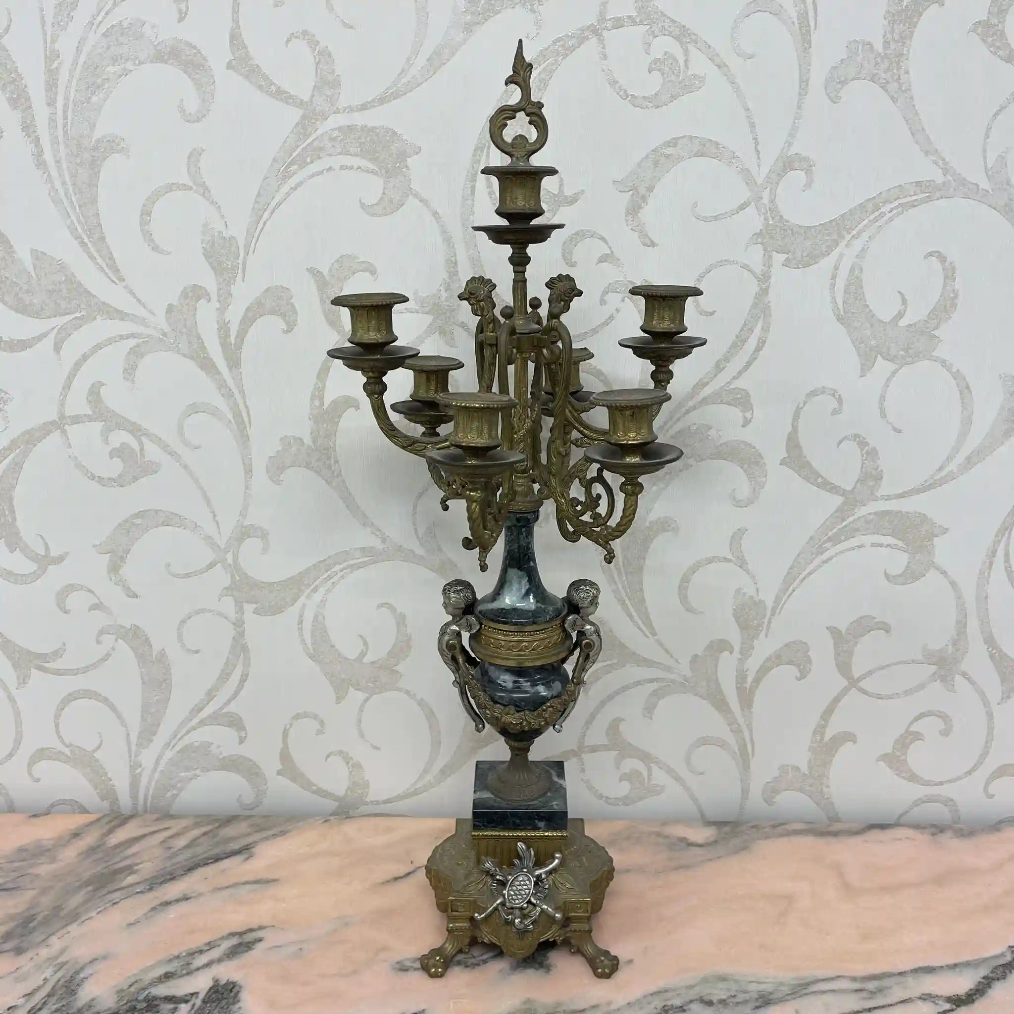 【リユース】 燭台 / Imperial / BREAVENTO,M7087-B77 / 真鍮 / バロック様式,ライオンフィート,バイカラーフィニッシュ