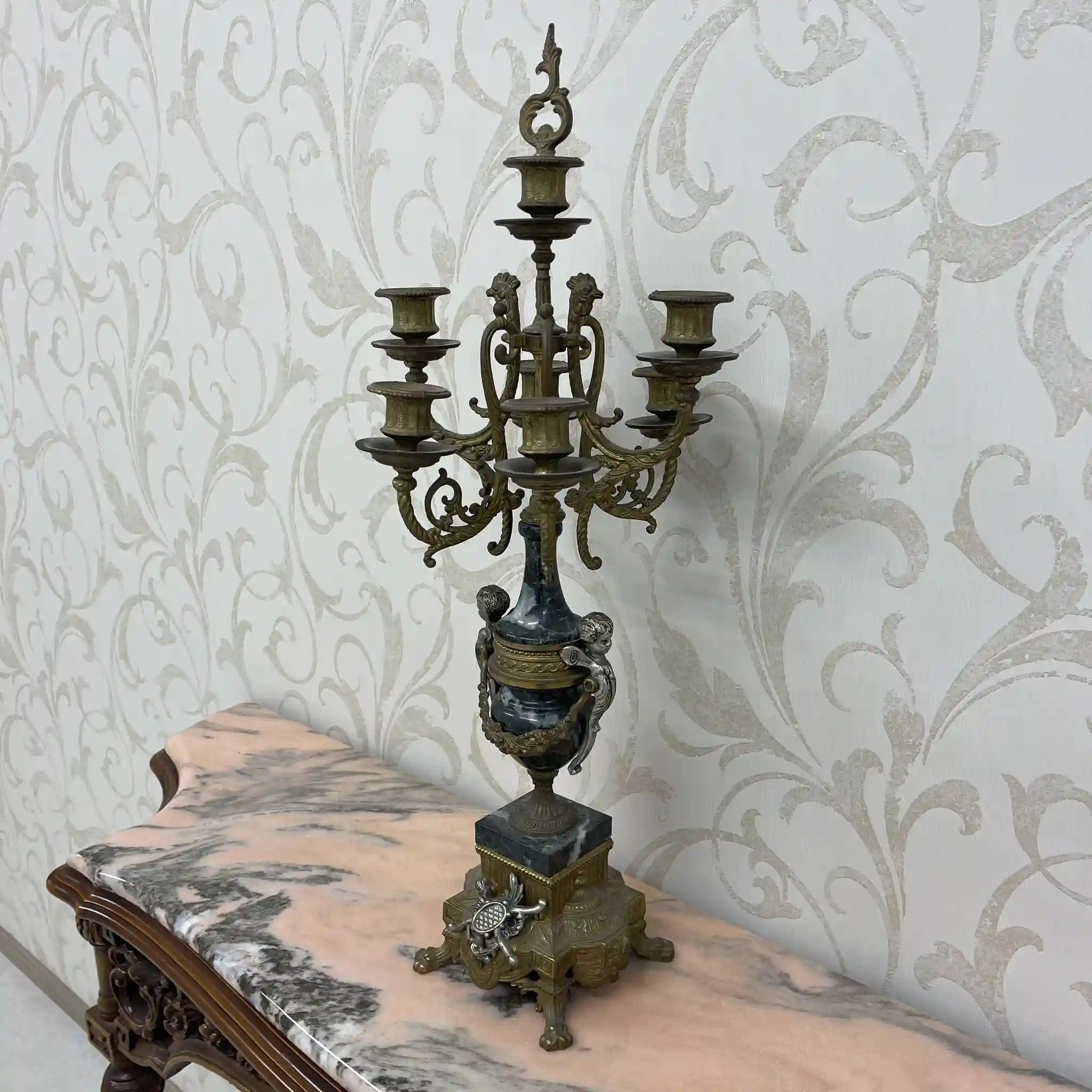 【リユース】 燭台 / Imperial / BREAVENTO,M7087-B77 / 真鍮 / バロック様式,ライオンフィート,バイカラーフィニッシュ