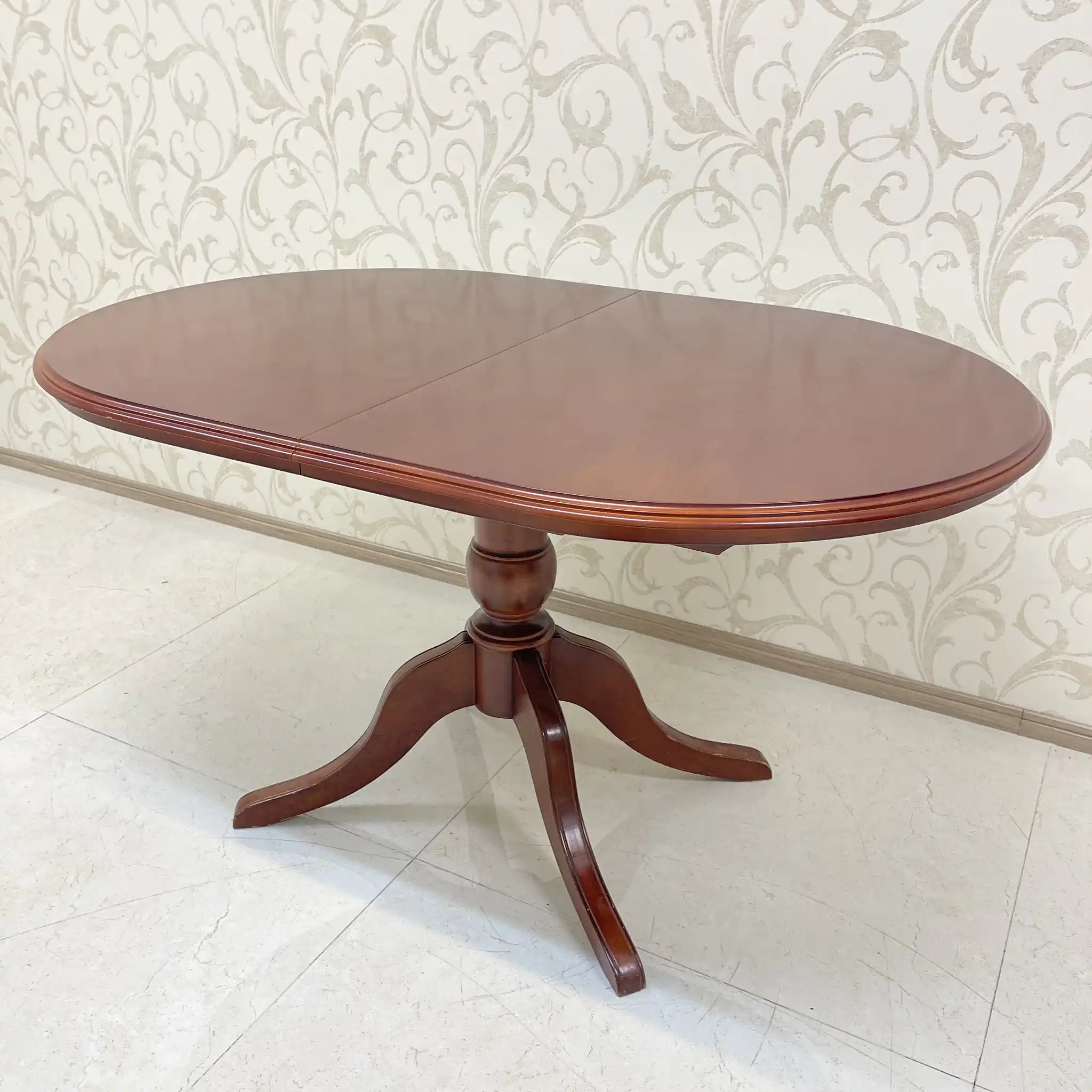 【ビンテージ】 エクステンションテーブル / マホガニー調,伸長式,猫脚デザイン,オーバル型