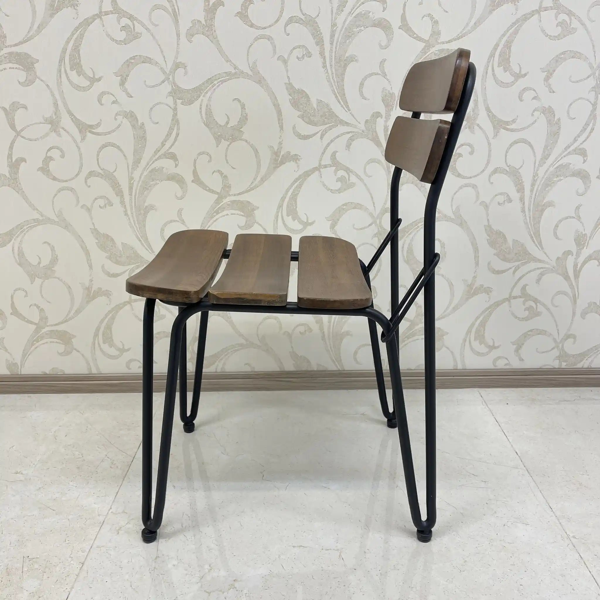 【リユース】 ヴィンテージ風ダイニングセット / 家具の大丸 / Sady 800 Table / Chain Chair / 2000年代 / アイアン楡材(ニレ) / インダストリアルデザイン