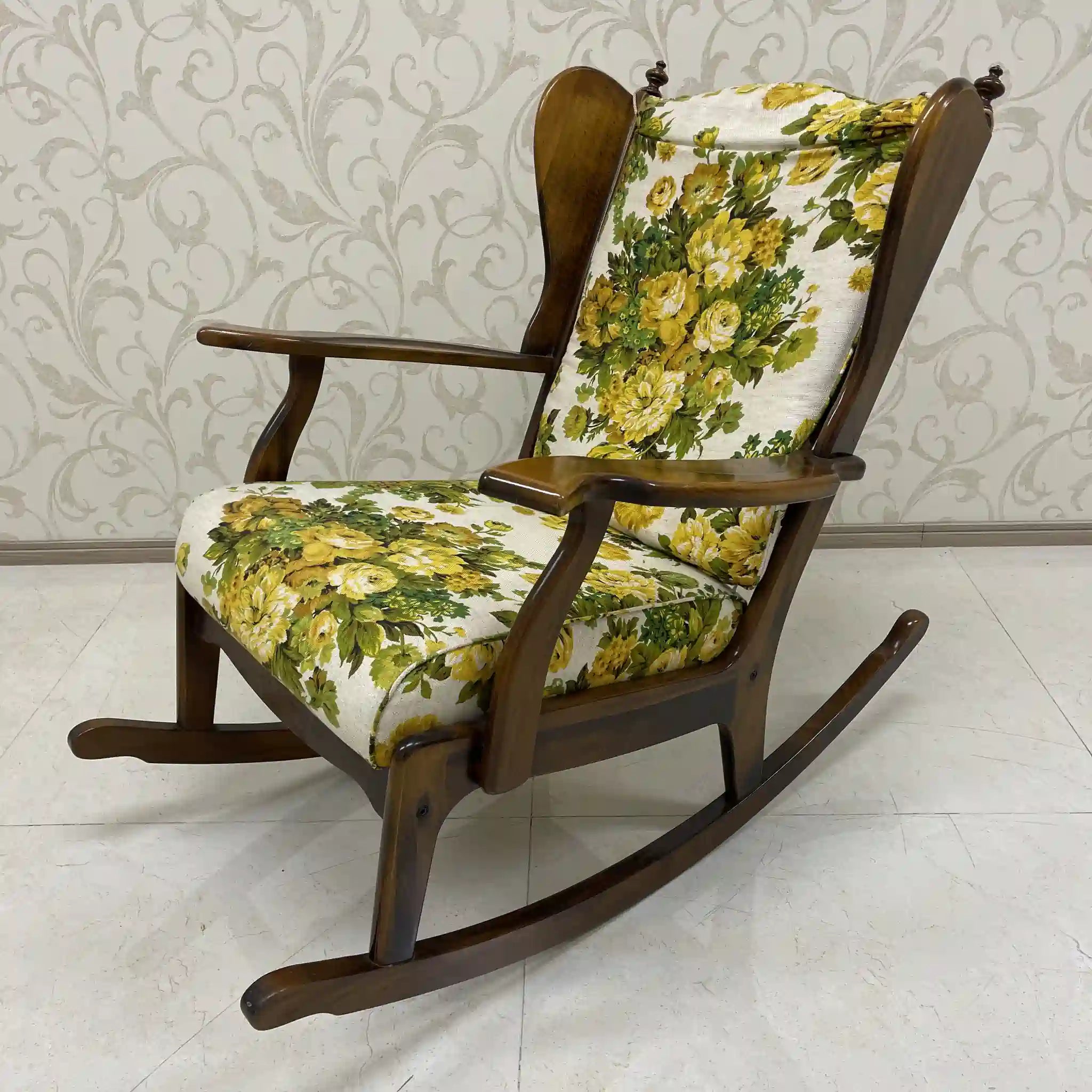 Vintage rocking chair / Karimoku / Japan / wood frame, high back