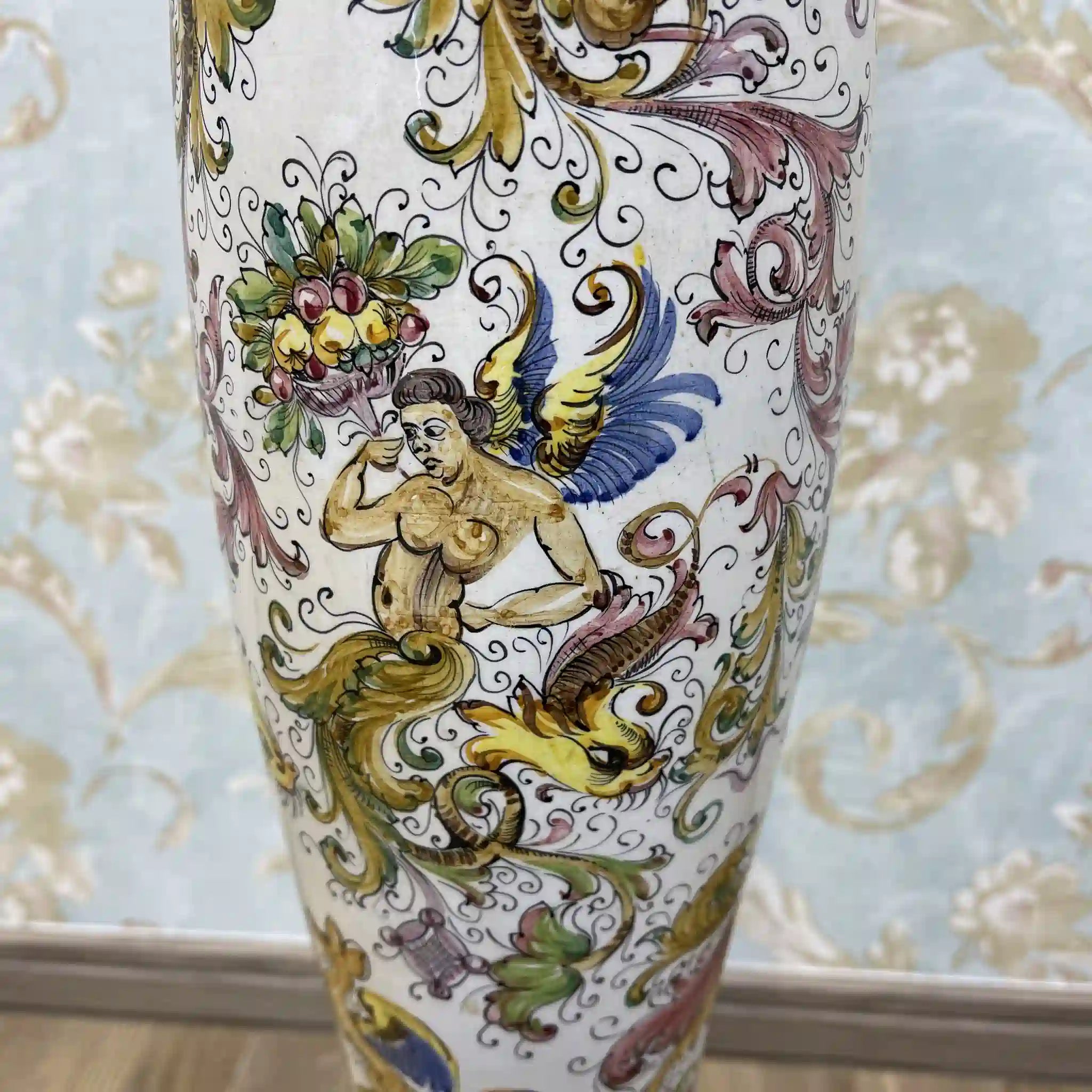 【复古】花台/马略卡烧/意大利/手绘,上绘