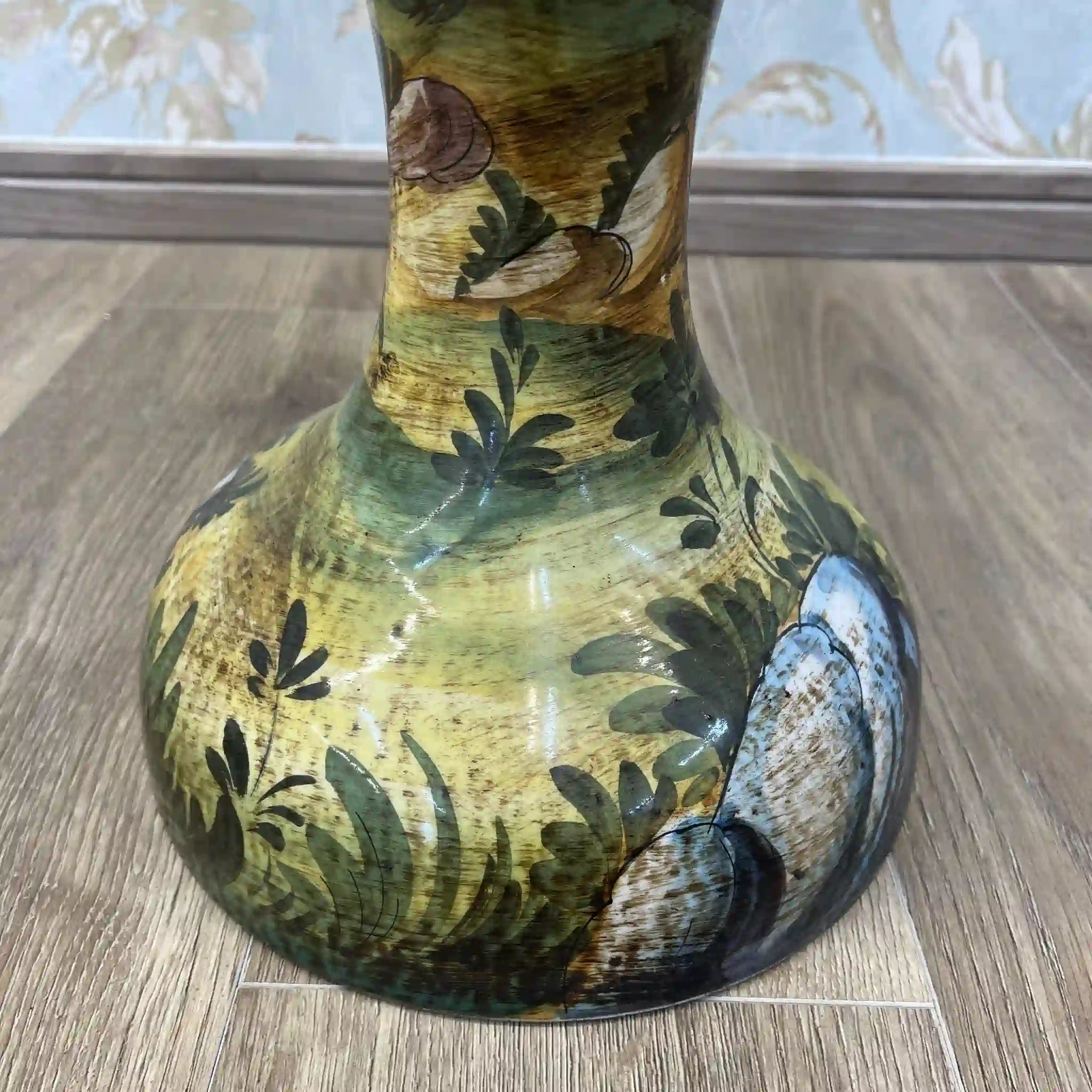 【ビンテージ】 花瓶 / マヨルカ焼き / 錫釉彩色,ハンドペイント,