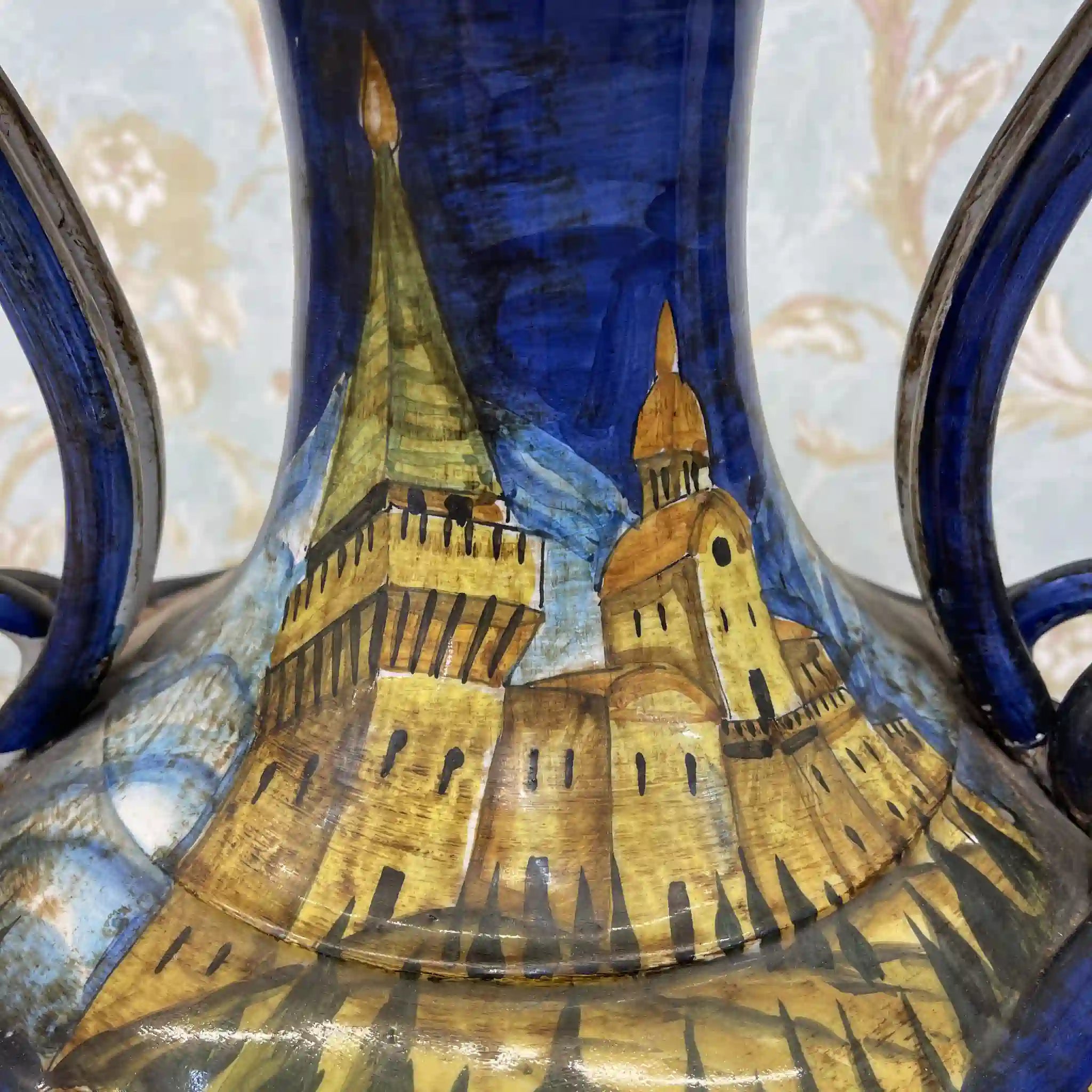 【ビンテージ】 花瓶 / マヨルカ焼き / 錫釉彩色,ハンドペイント,