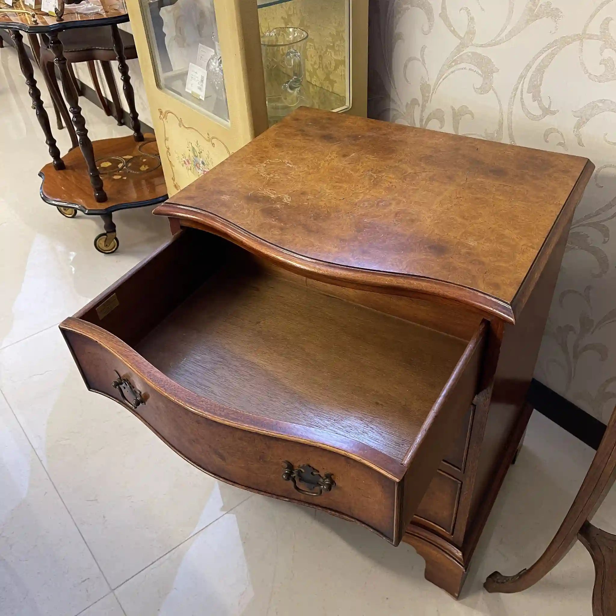 Vintage Mini Chest / Bevan Funnell Ltd / Late 20th Century (Estimated) / Walnut / UK / Serpentine Front