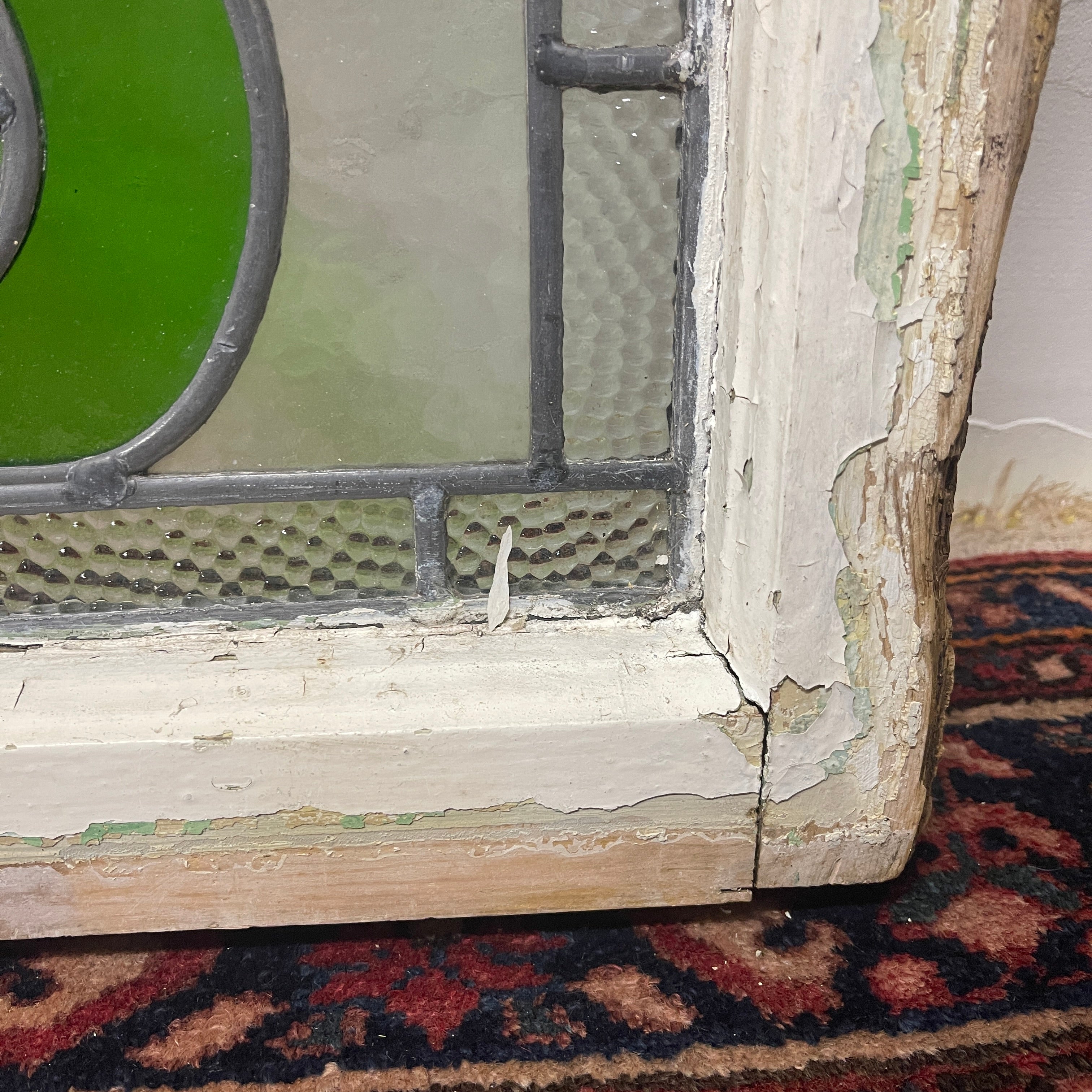 【アンティーク】 ステンドグラス / アール・ヌーヴォー / 20世紀初頭 (推定) / ガラス / イギリス / テクスチャード・ガラス, 植物モチーフ