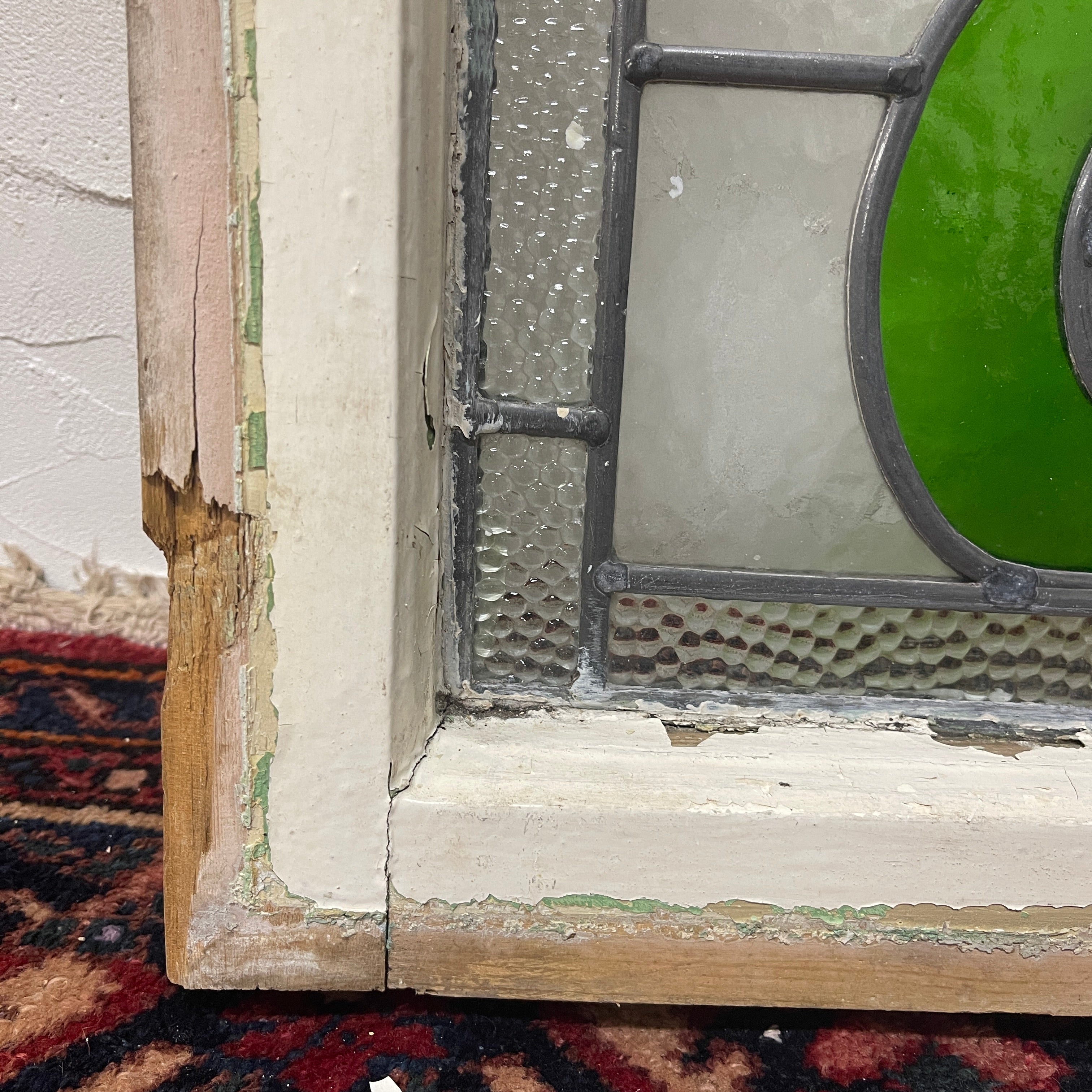 【アンティーク】 ステンドグラス / アール・ヌーヴォー / 20世紀初頭 (推定) / ガラス / イギリス / テクスチャード・ガラス, 植物モチーフ