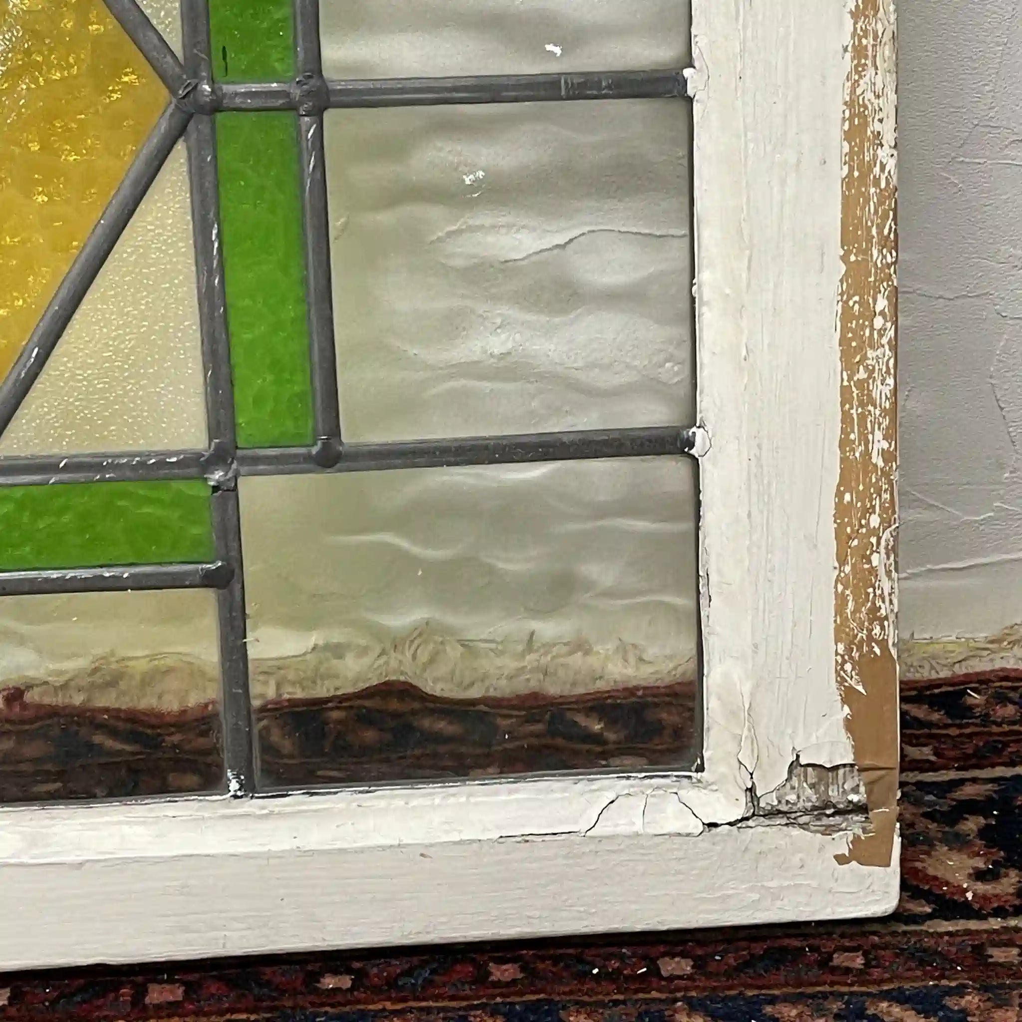 【アンティーク】 ステンドグラス / アール・デコ / 20世紀初頭 (推定) / ガラス / イギリス / テクスチャード・ガラス, 幾何学的デザイン