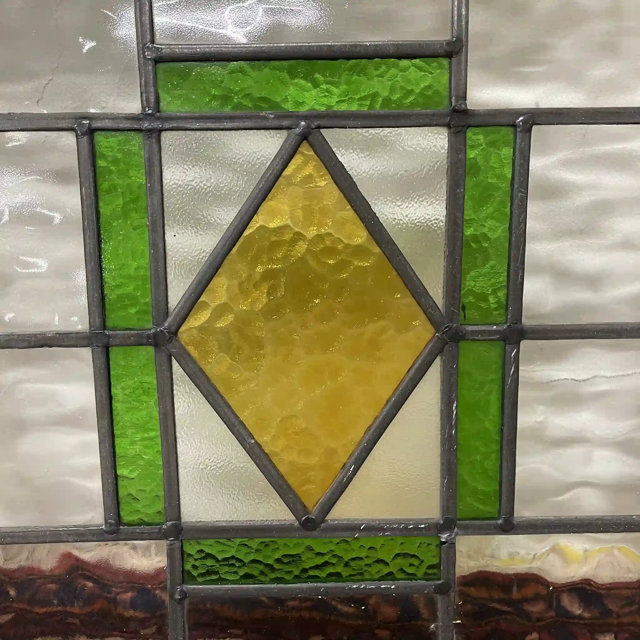 【アンティーク】 ステンドグラス / アール・デコ / 20世紀初頭 (推定) / ガラス / イギリス / テクスチャード・ガラス, 幾何学的デザイン