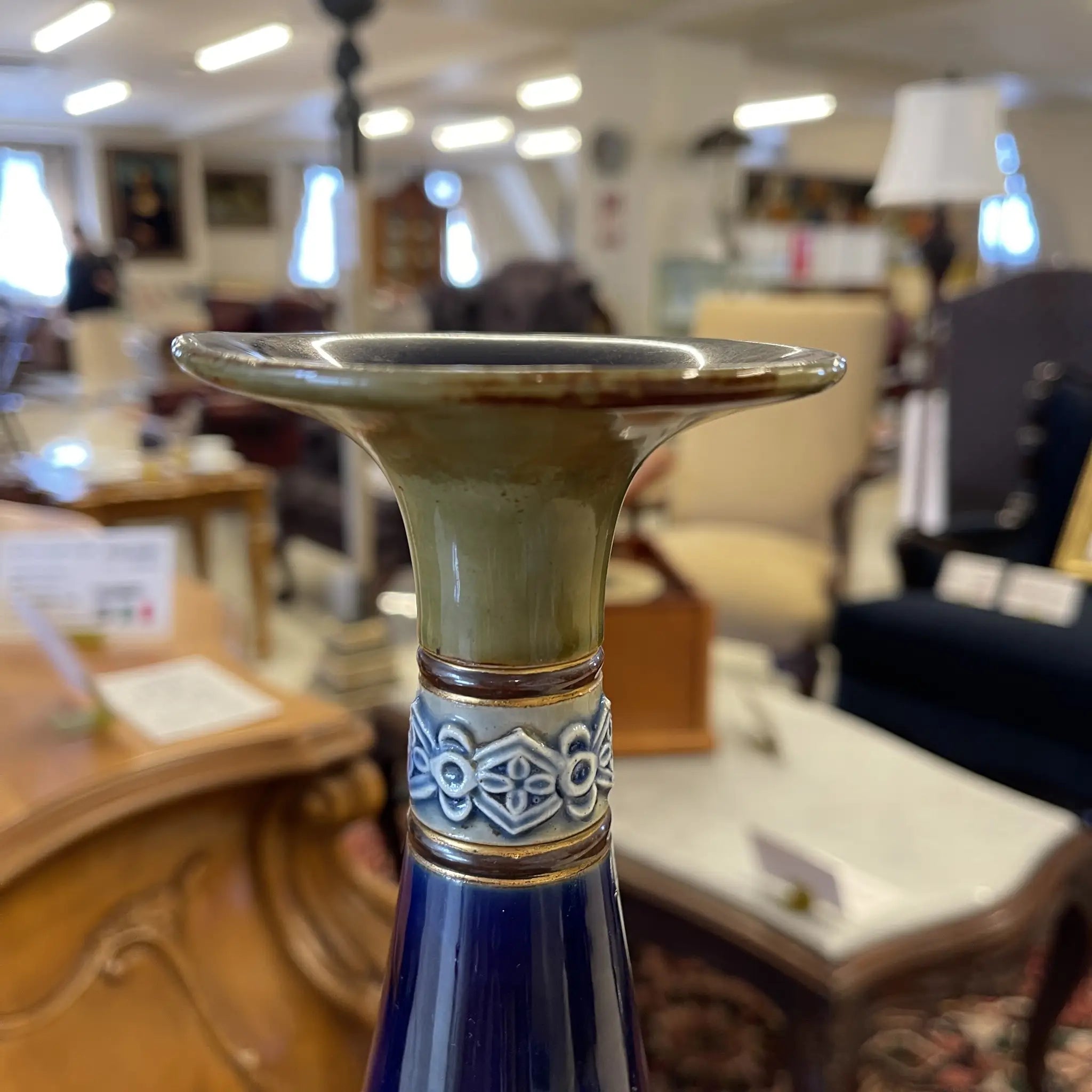 花瓶/ ROYAL DOULTON / SLATER / SLATER, 兰贝斯窑(Lambethware) / 20年代- 30年代左右/英国/斯莱特专利技术,蕾丝转印装饰,手工珐琅着色