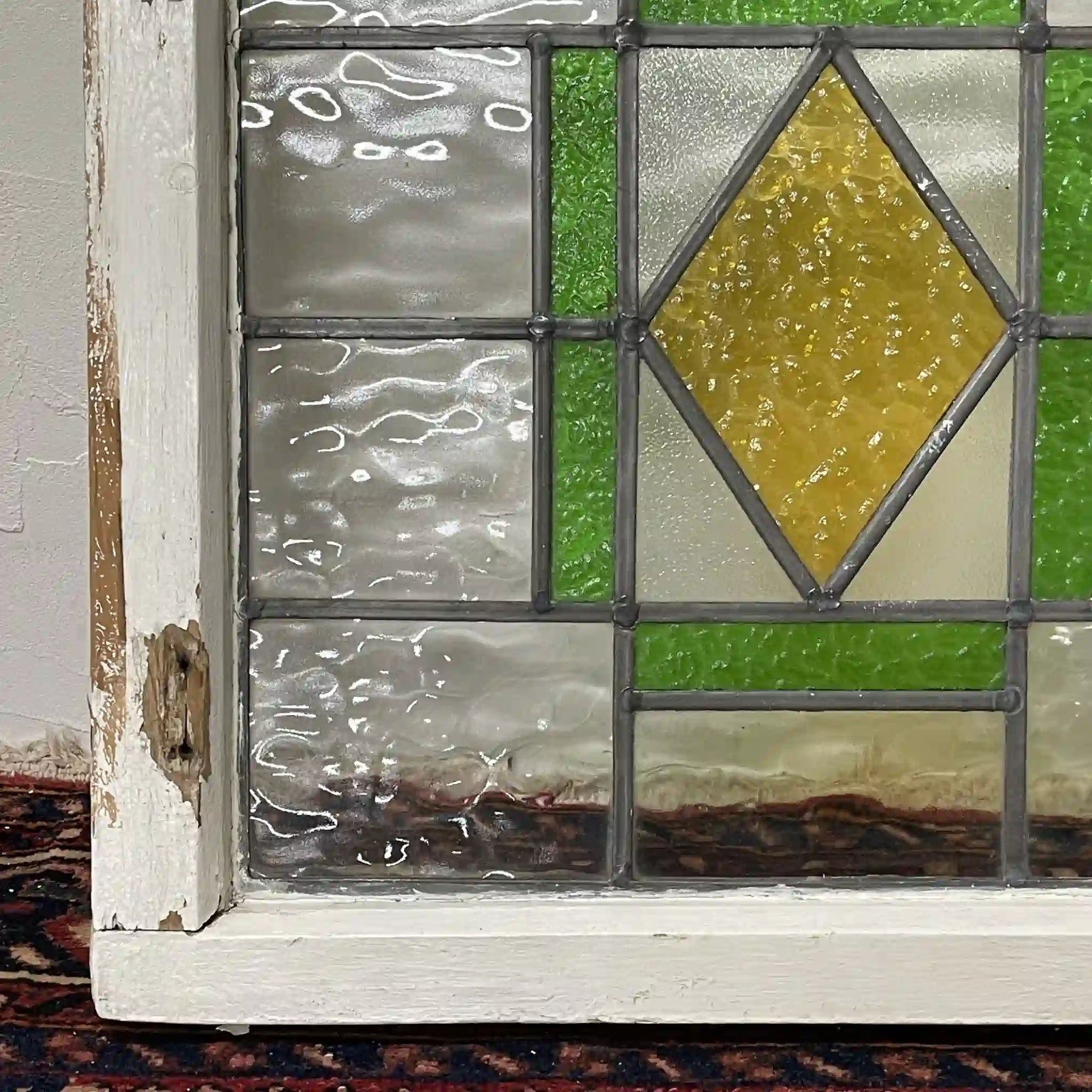 【アンティーク】 ステンドグラス / アール・デコ / 20世紀初頭 (推定) / ガラス / イギリス / テクスチャード・ガラス, 幾何学的デザイン