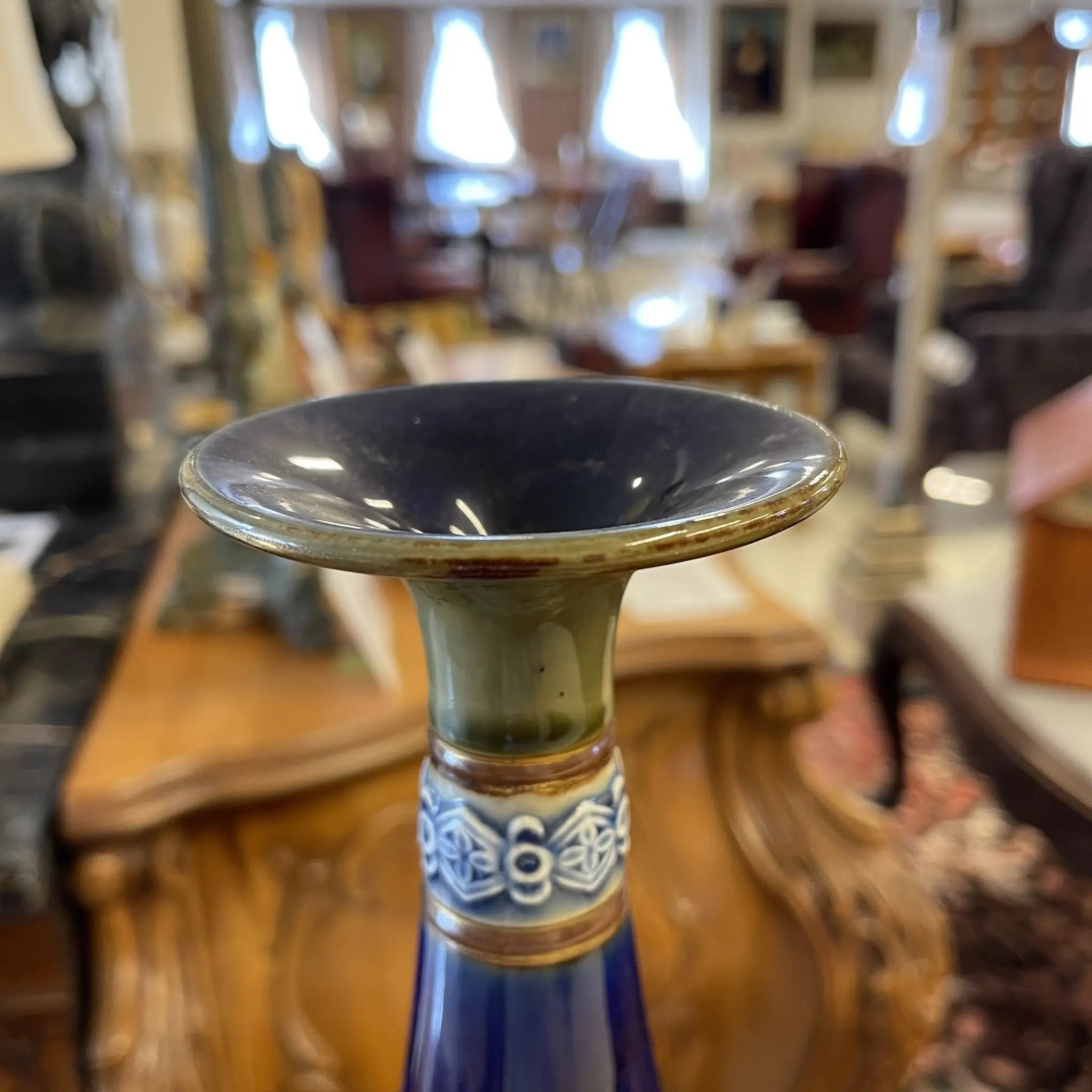 花瓶/ Royal Doulton / SLATER, 兰贝斯窑(Lambethware) / 20年代- 30年代左右/英国/斯莱特专利技术,蕾丝转印装饰,手工珐琅着色