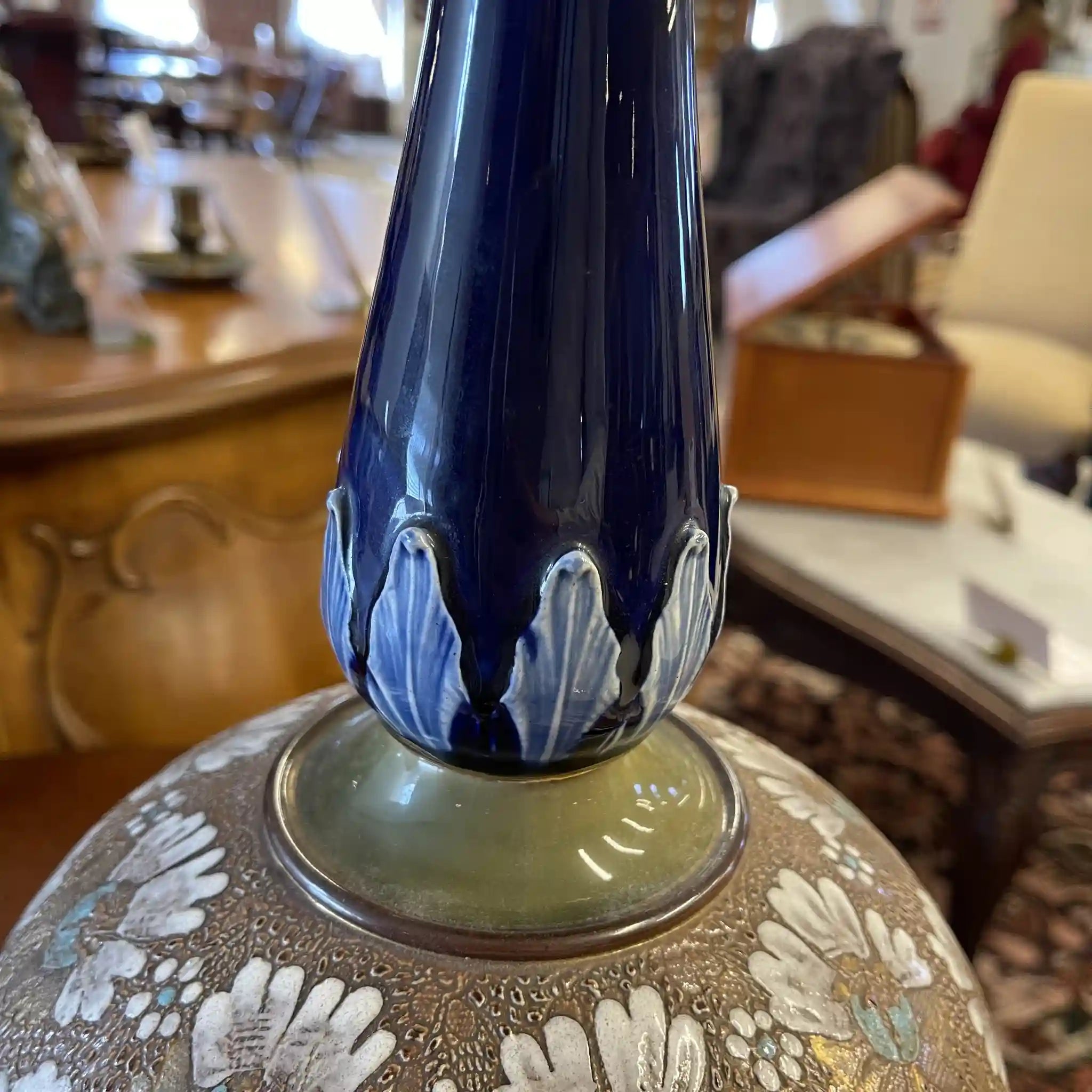 花瓶/ Royal Doulton / SLATER, 兰贝斯窑(Lambethware) / 20年代- 30年代左右/英国/斯莱特专利技术,蕾丝转印装饰,手工珐琅着色