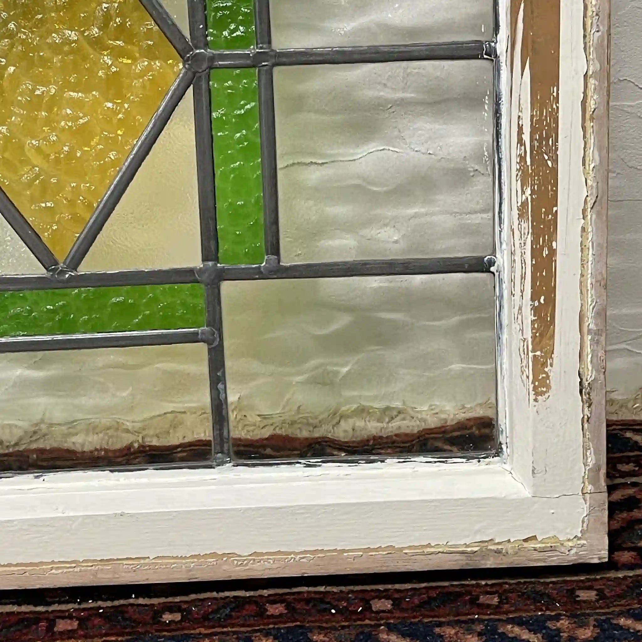 【アンティーク】 ステンドグラス / アール・デコ / 20世紀初頭 (推定) / ガラス / イギリス / テクスチャード・ガラス, 幾何学的デザイン