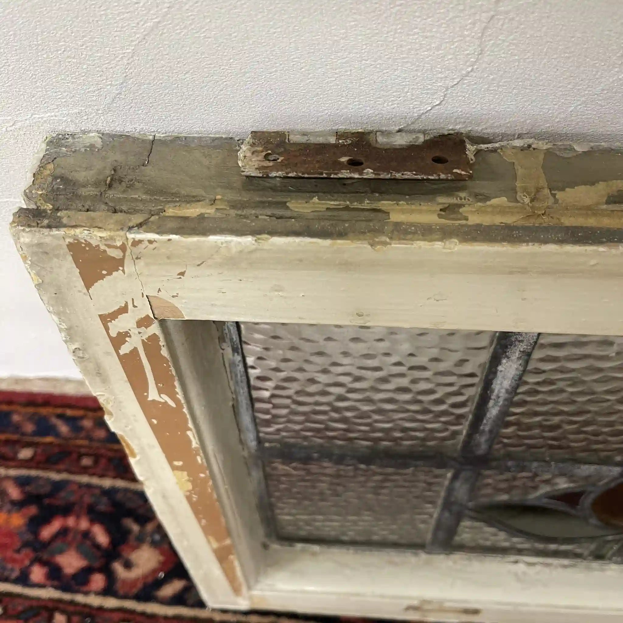 【アンティーク】 ステンドグラス / アール・ヌーヴォー / 20世紀初頭 (推定) / ガラス / イギリス / テクスチャード・ガラス, チューリップモチーフ, 蝶番付