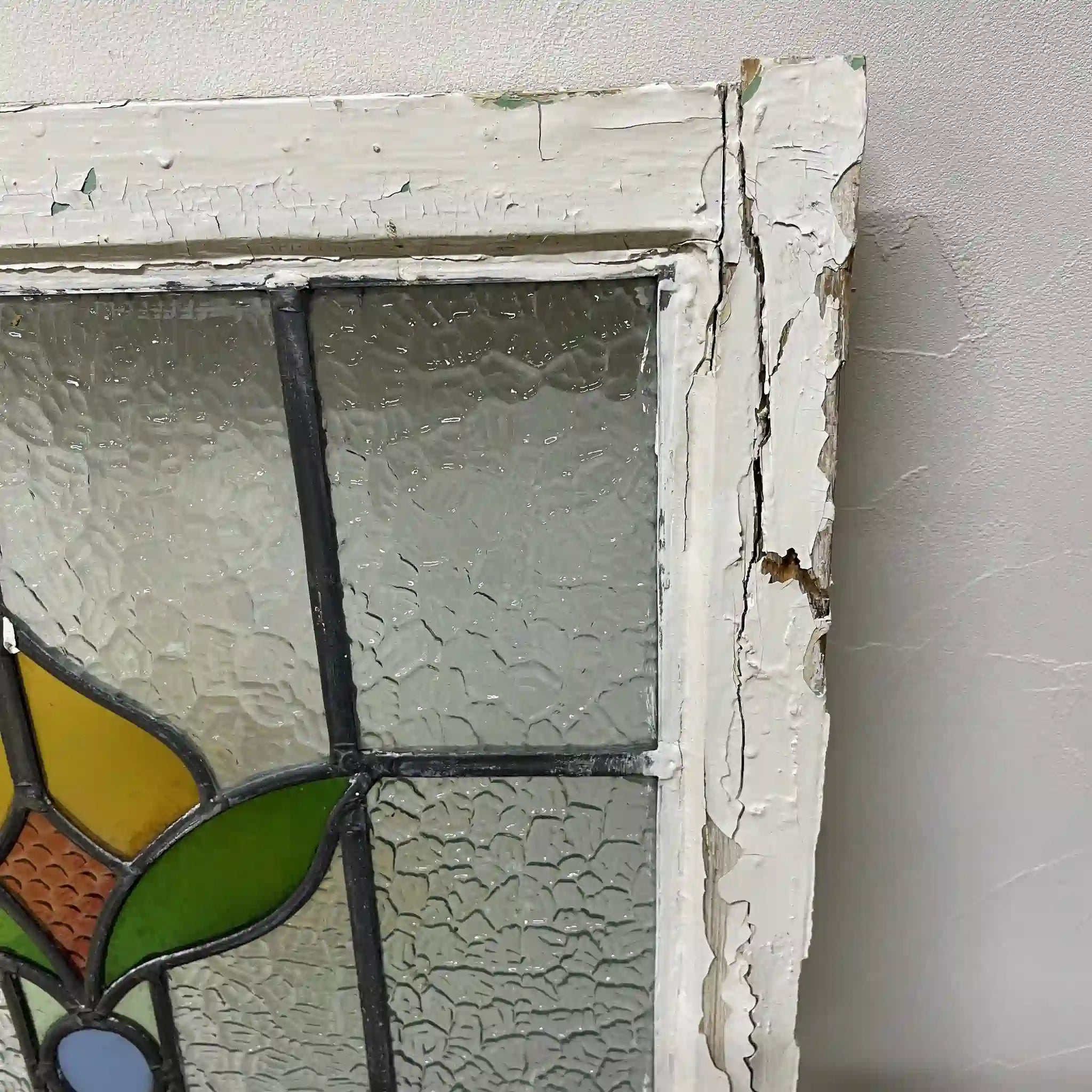 【アンティーク】 ステンドグラス / アール・ヌーヴォー / 20世紀初頭 (推定) / ガラス / イギリス / テクスチャード・ガラス, 植物モチーフ