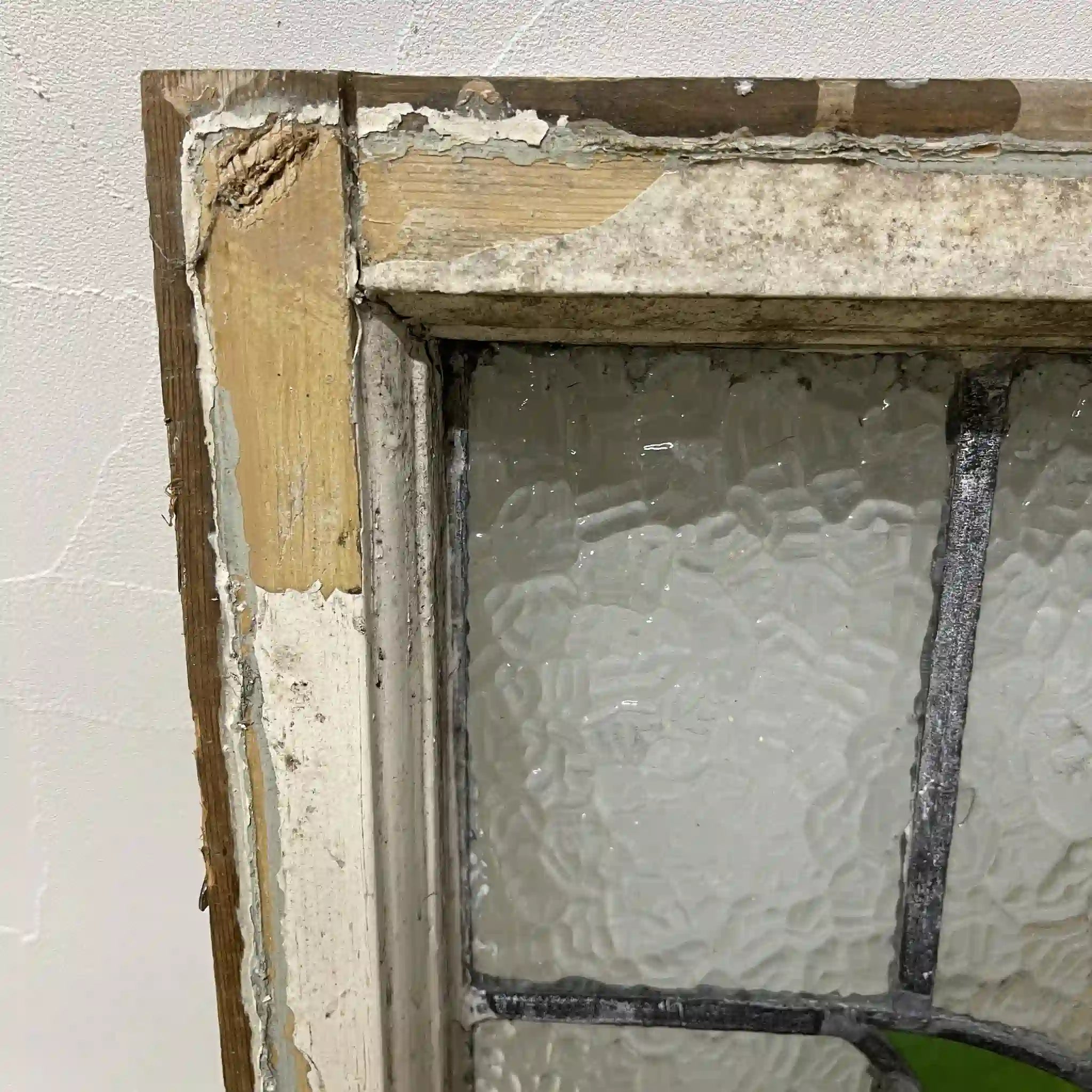 【アンティーク】 ステンドグラス / アール・ヌーヴォー / 20世紀初頭 (推定) / ガラス / イギリス / テクスチャード・ガラス, 植物モチーフ, ハンドル・ステイ付