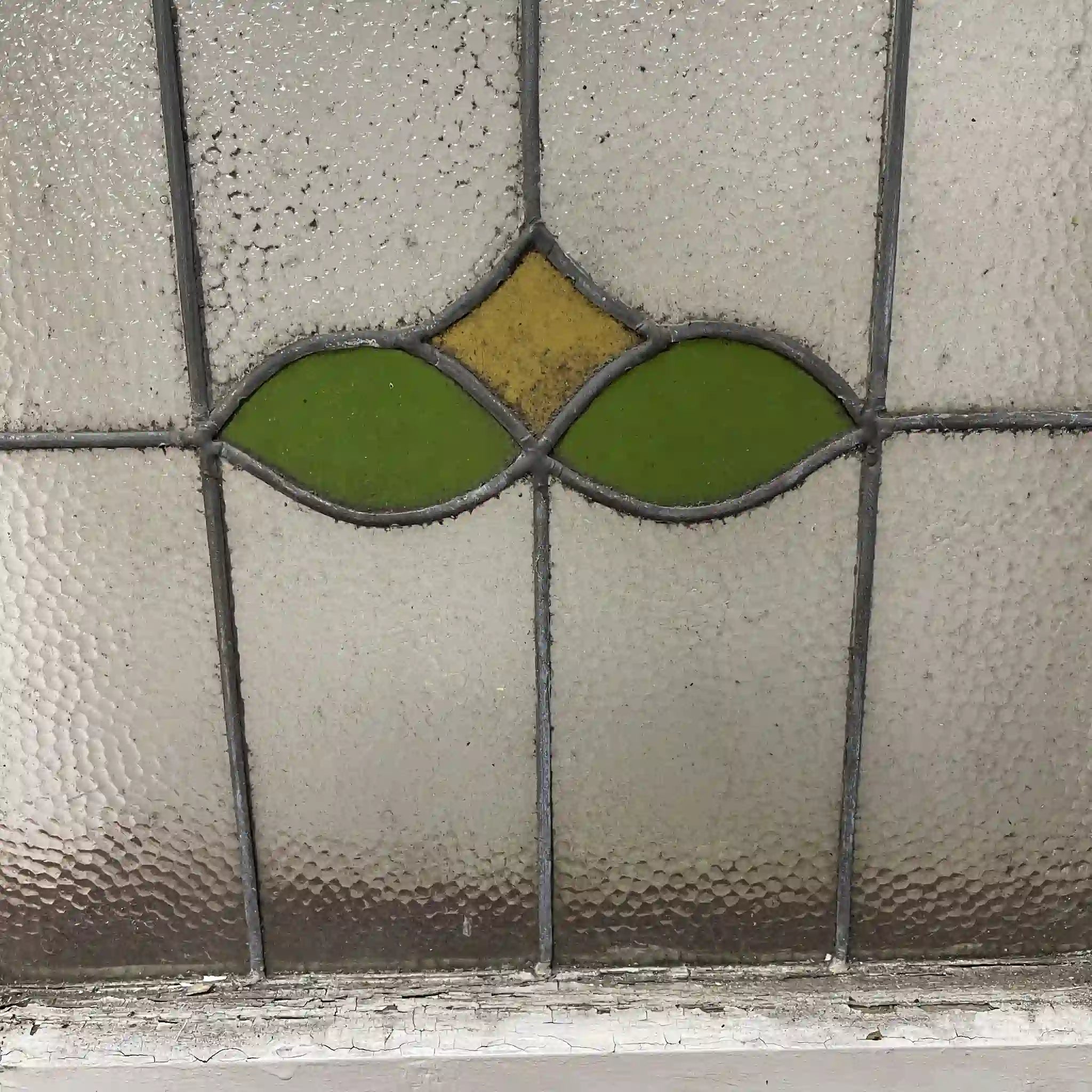 【アンティーク】 ステンドグラス / アール・ヌーヴォー / 20世紀初頭 (推定) / ガラス / イギリス / テクスチャード・ガラス, チューリップモチーフ