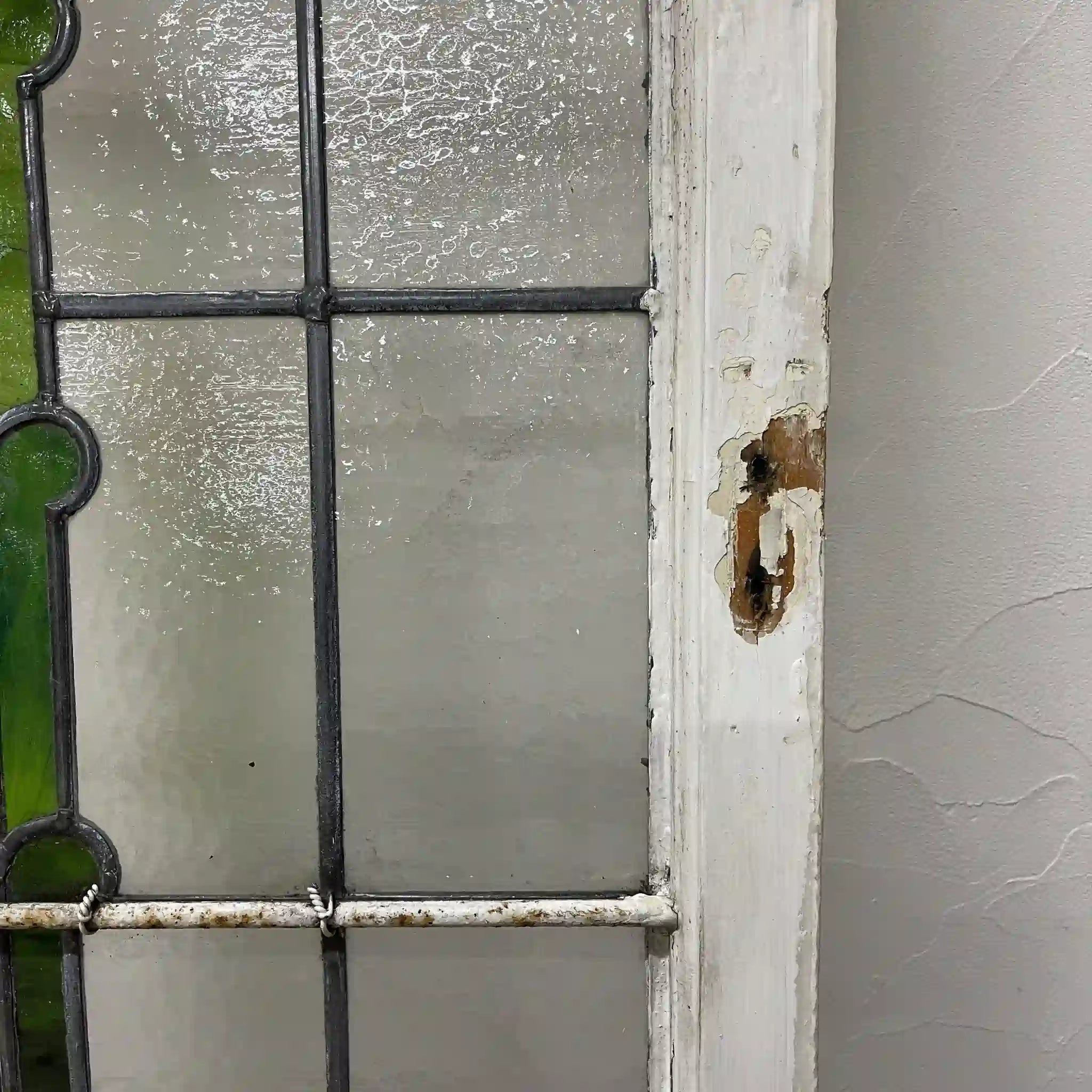 【アンティーク】 ステンドグラス / アール・ヌーヴォー / 20世紀初頭 (推定) / ガラス / イギリス / テクスチャード・ガラス, 植物モチーフ, 蝶番付