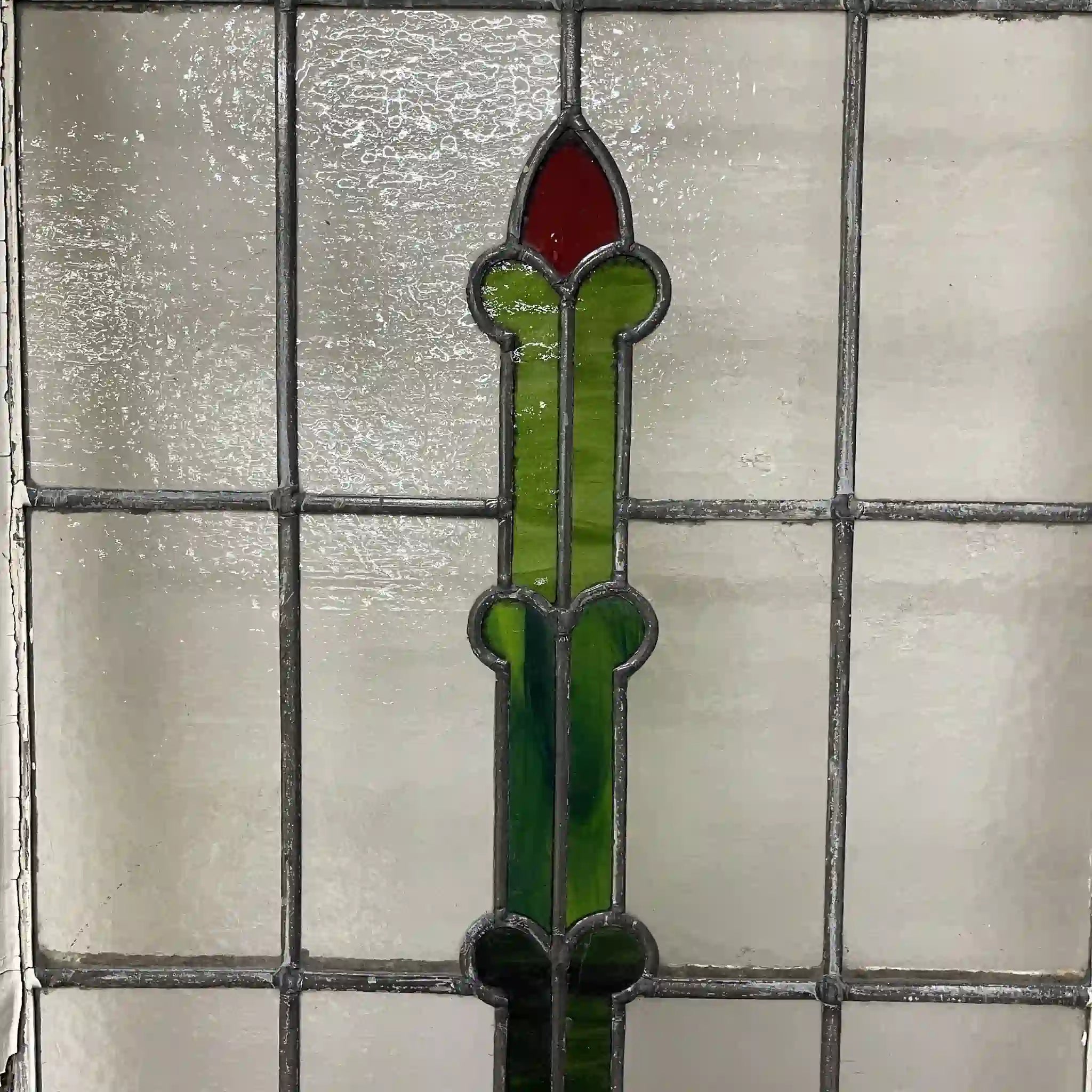 【古董】彩色玻璃/新艺术/ 20世纪初(估计)/玻璃/英国/纹理玻璃,植物图案,铰链